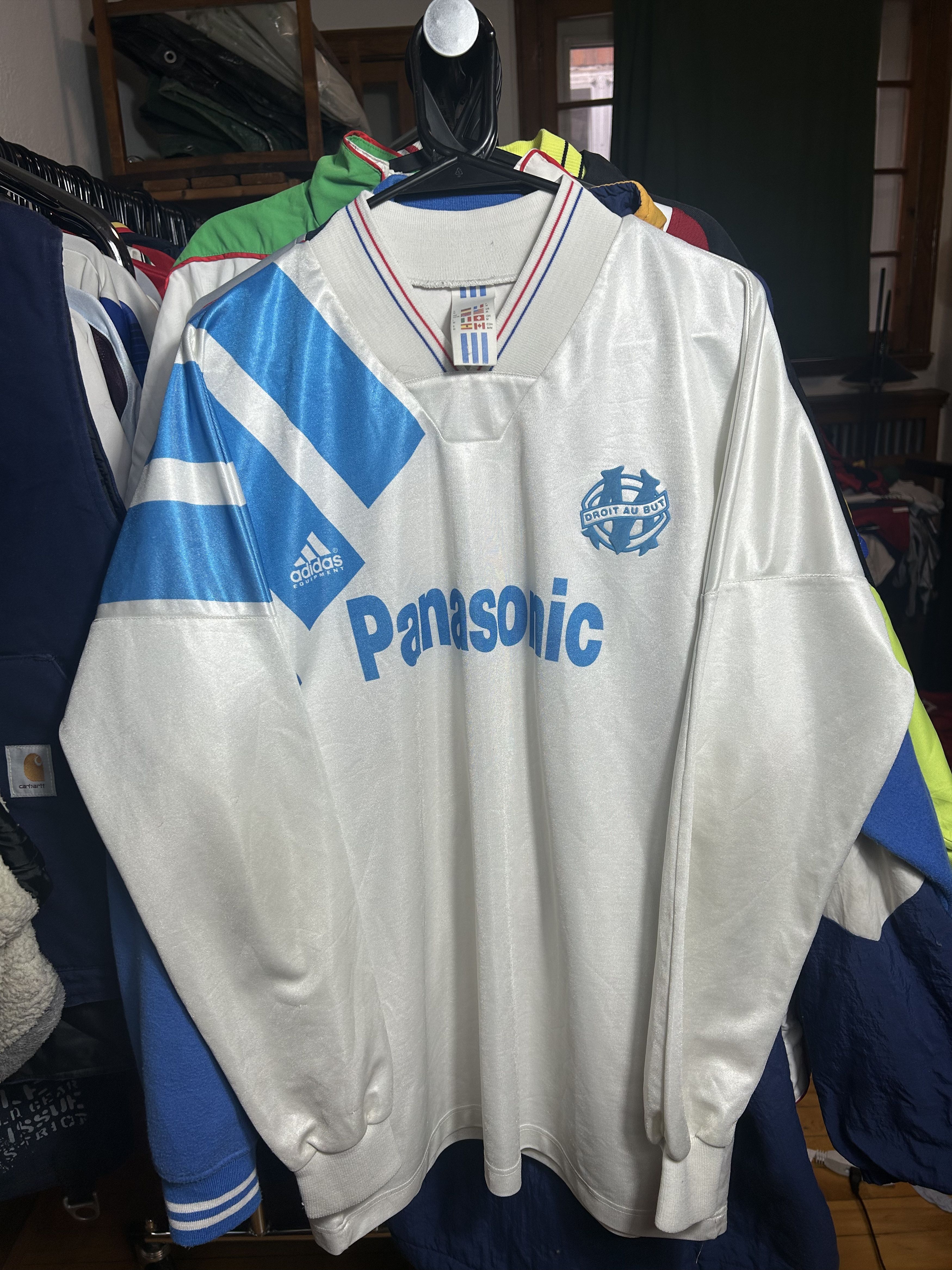 Adidas Olympique de Marseille 1992/93 Home Jersey Size US M / EU 48-50 / 2 - 1 Thumbnail
