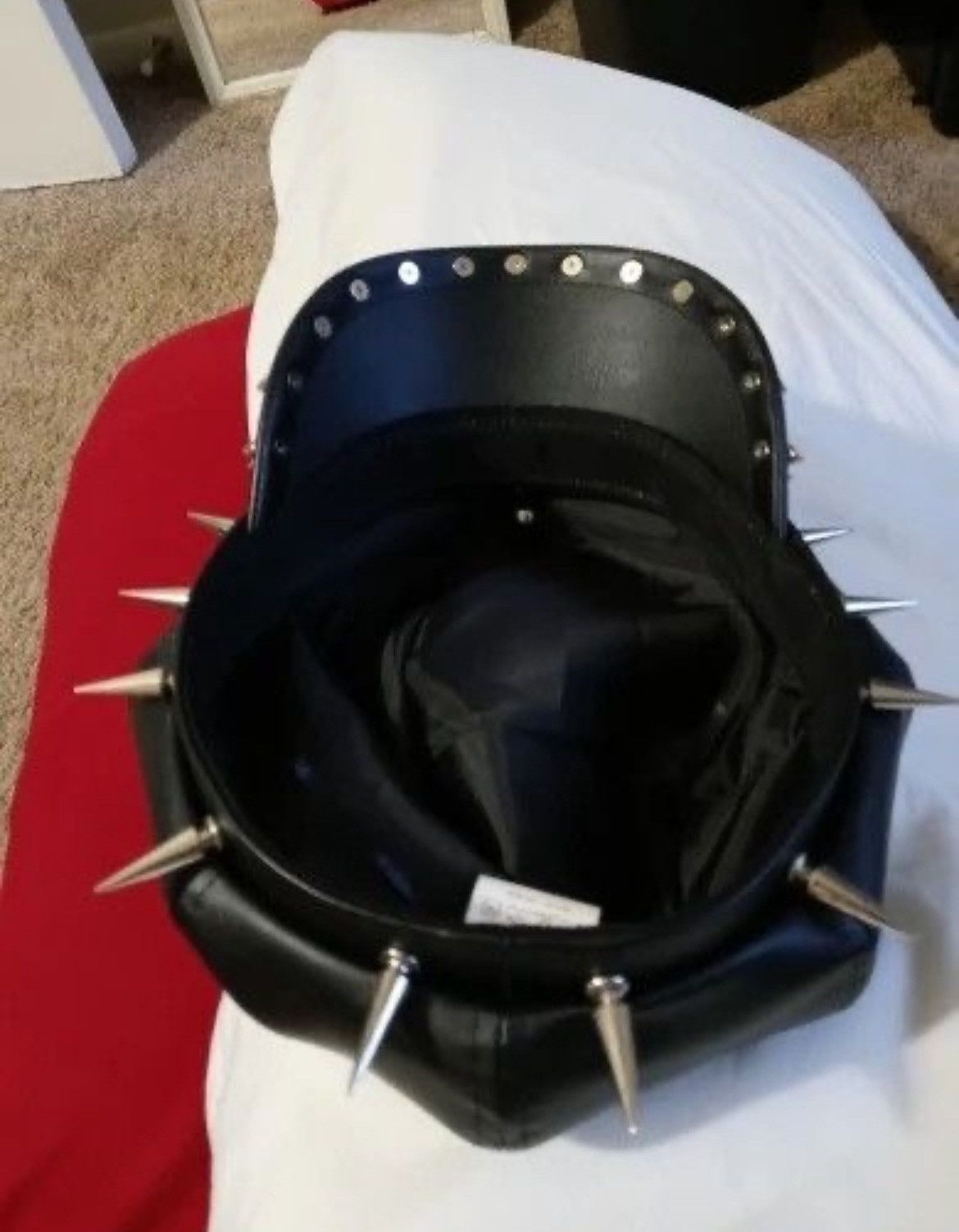Leather Punk Skull Spike PU Leather Cap Size ONE SIZE - 4 Thumbnail