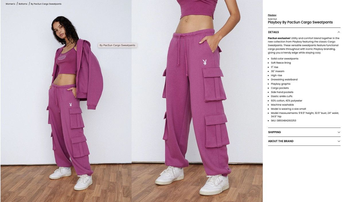 Pacsun × Playboy Playboy By PacSun Cargo Sweatpants Size 27" / US 4 / IT 40 - 15 Thumbnail