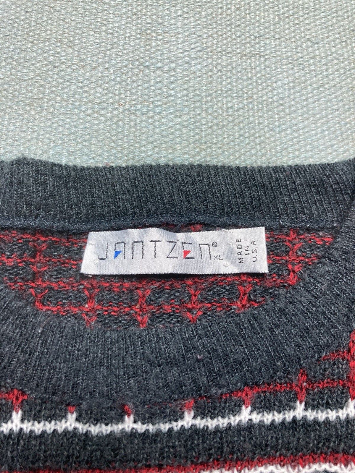 Vintage 80s acrylic knit sweater Jantzen pullover windowpane USA XL Size US XL / EU 56 / 4 - 3 Thumbnail