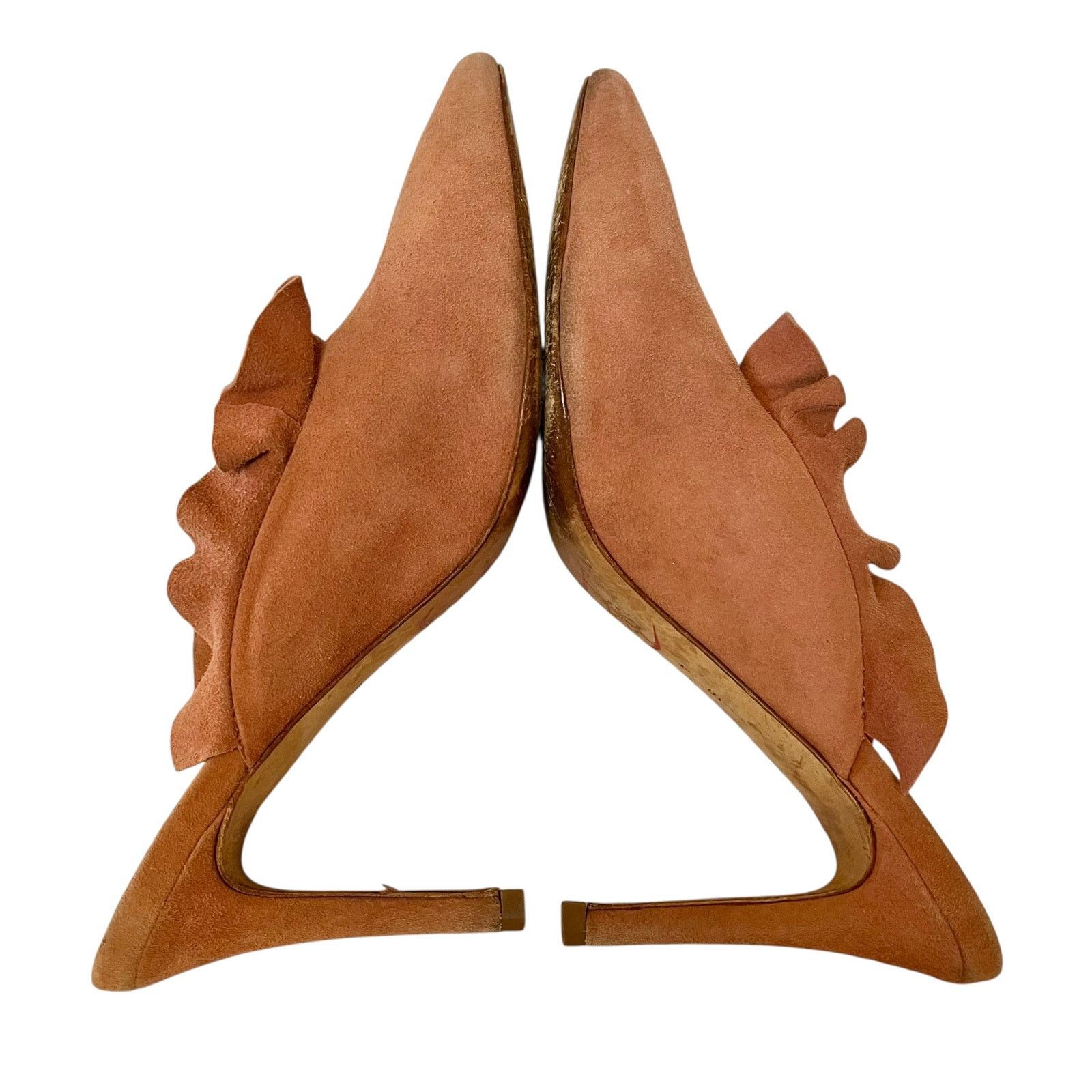 Loeffler Randall Loeffler Randall Langley Dusty Rose Suede Ruffle Mule Heels Size US 7 / IT 37 - 4 Thumbnail