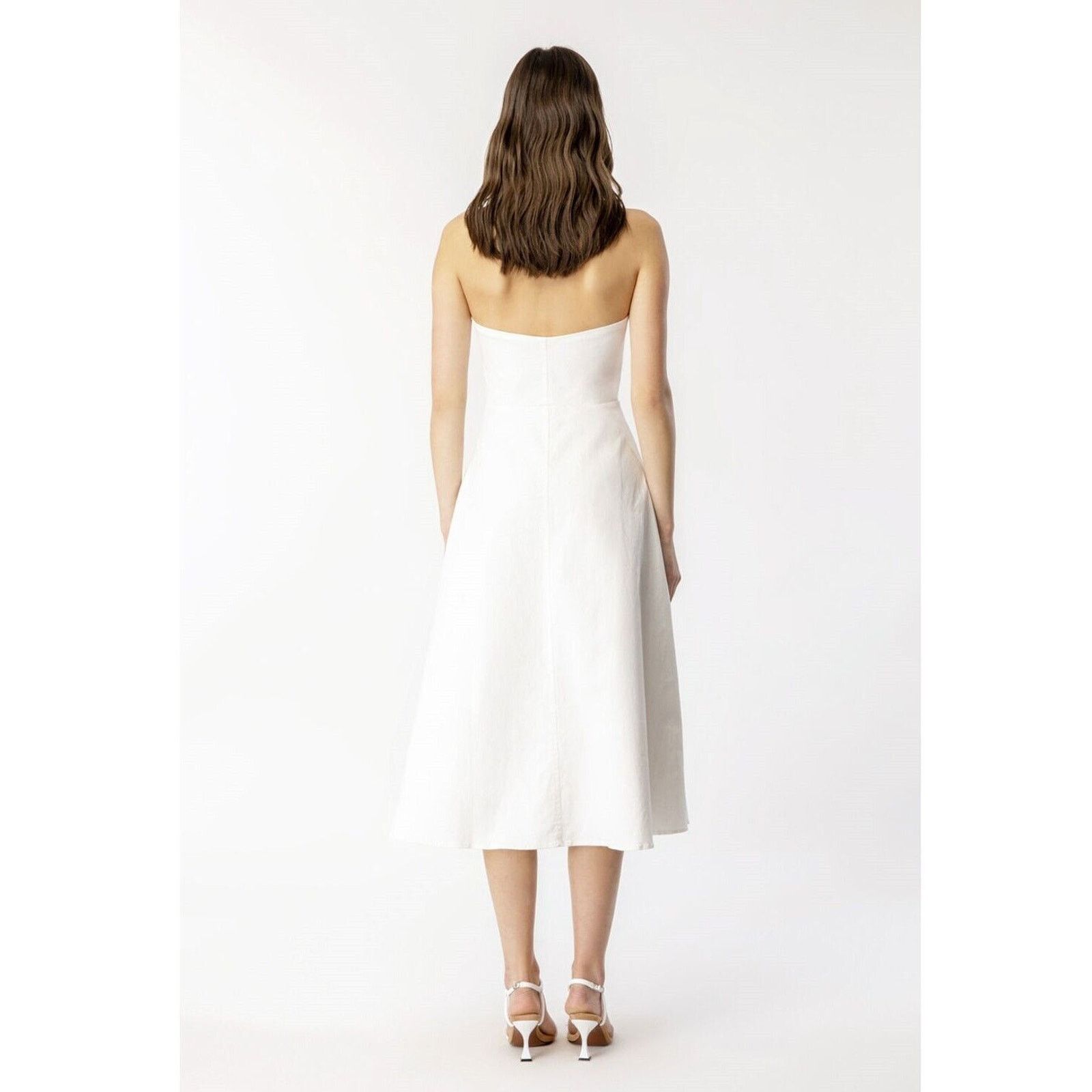 The Unbranded Brand Bardot Women Ivory Cotton Halter Midi Summer Dress Size US 2 Size XS / US 0-2 / IT 36-38 - 2 Thumbnail