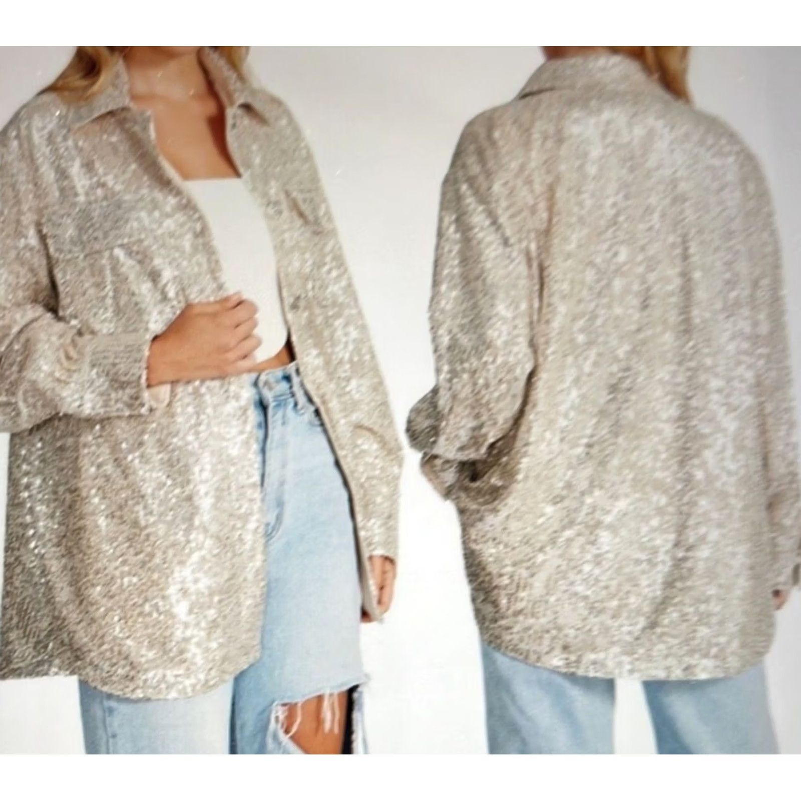 BB Dakota BB Dakota by Steve Madden Glitter Sweet Jacket All-Over Sequins Womens Size S Size S / US 4 / IT 40 - 4 Thumbnail