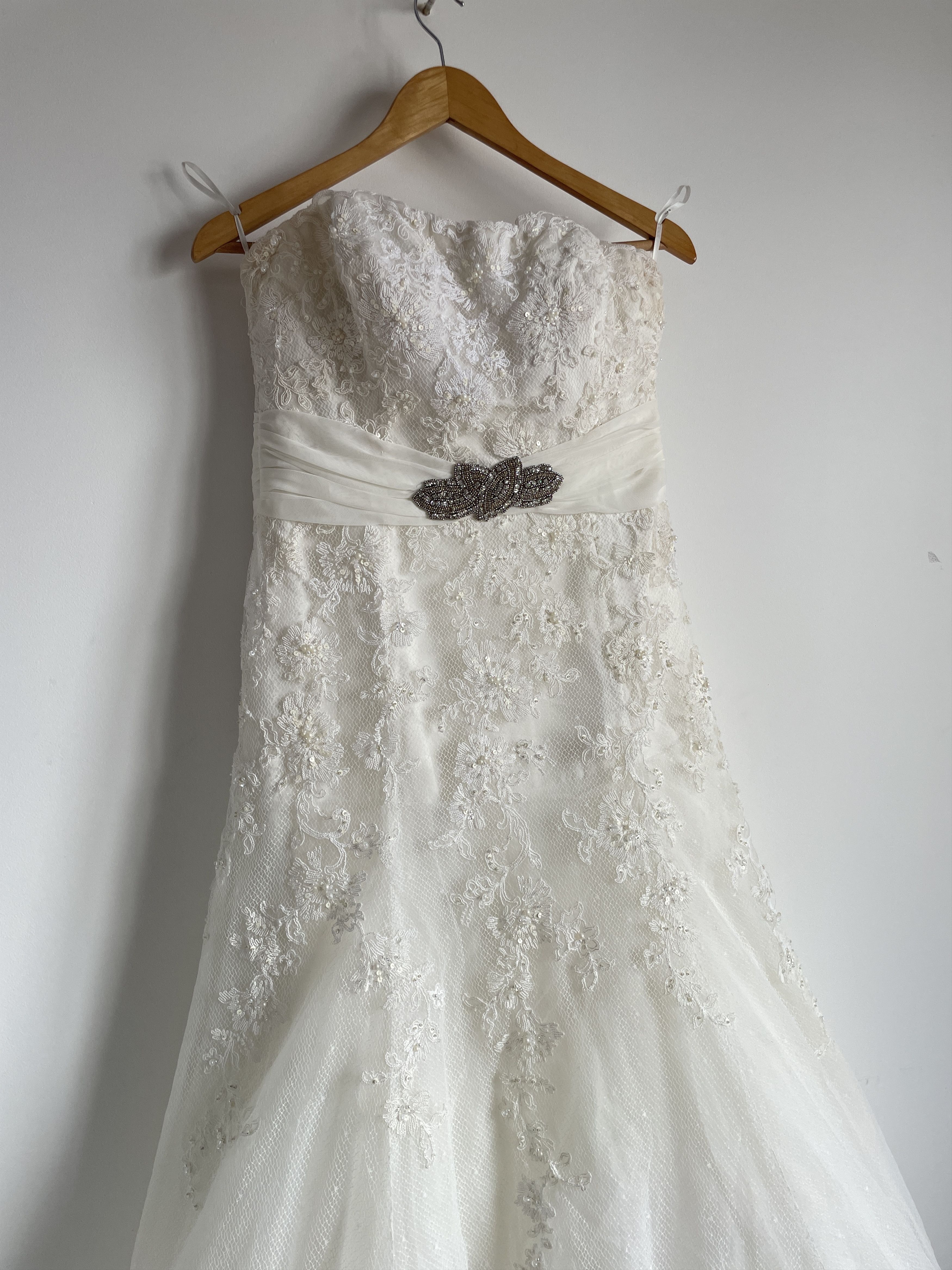 Other Pronovias Barcelona Strapless ALine Laces Wedding Dress Gown Size XL / US 12-14 / IT 48-50 - 3 Thumbnail