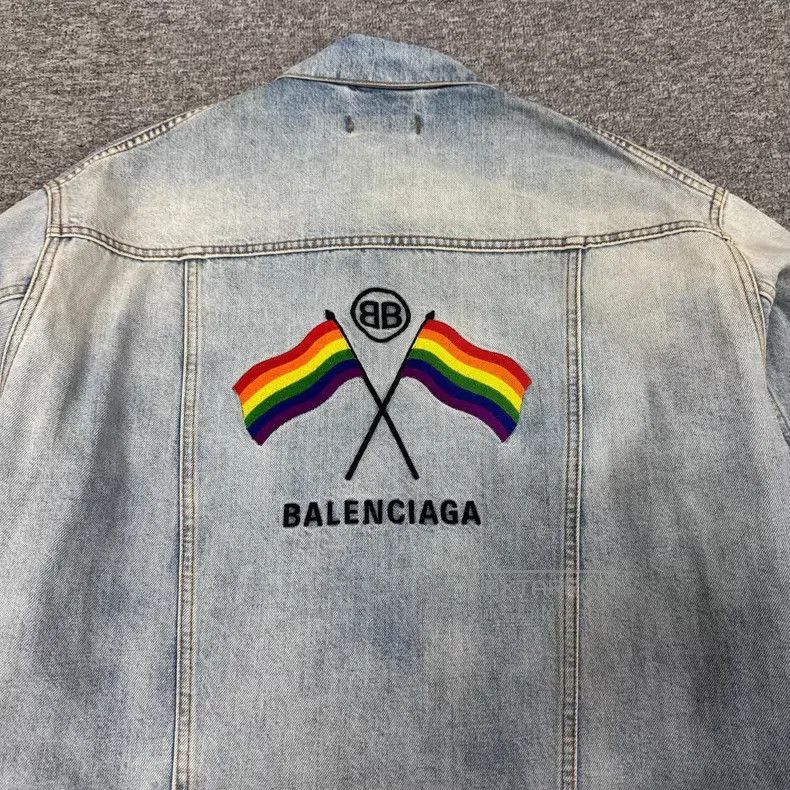 Balenciaga Balenciaga Distressed Rainbow Flag Double B Embroidery Den Size XXS / US 00 / IT 34 - 3 Thumbnail