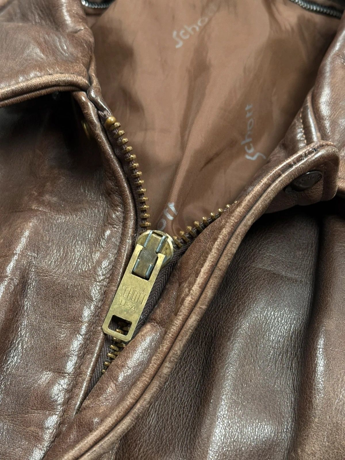 Schott Schott leather jacket vintage 1980s 1970s rétro made in USA Size US XL / EU 56 / 4 - 6 Thumbnail