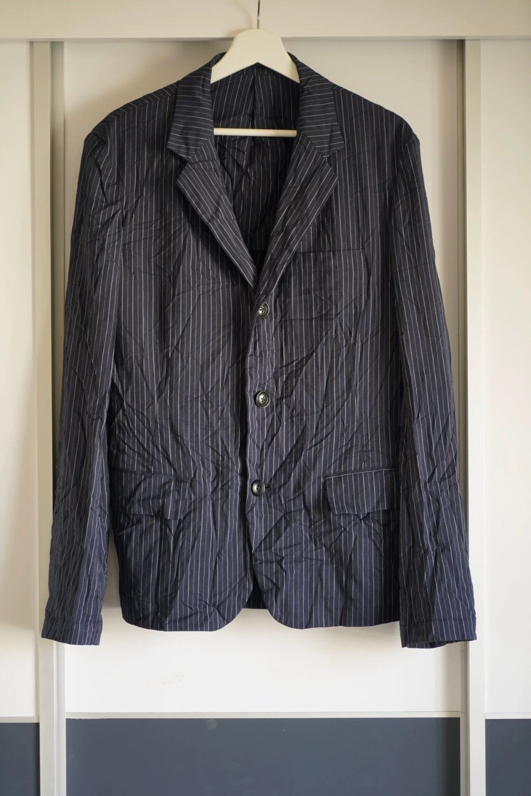 Yohji Yamamoto Blue Striped Single-Breasted Blazer Size M Size US M / EU 48-50 / 2 - 1 Thumbnail