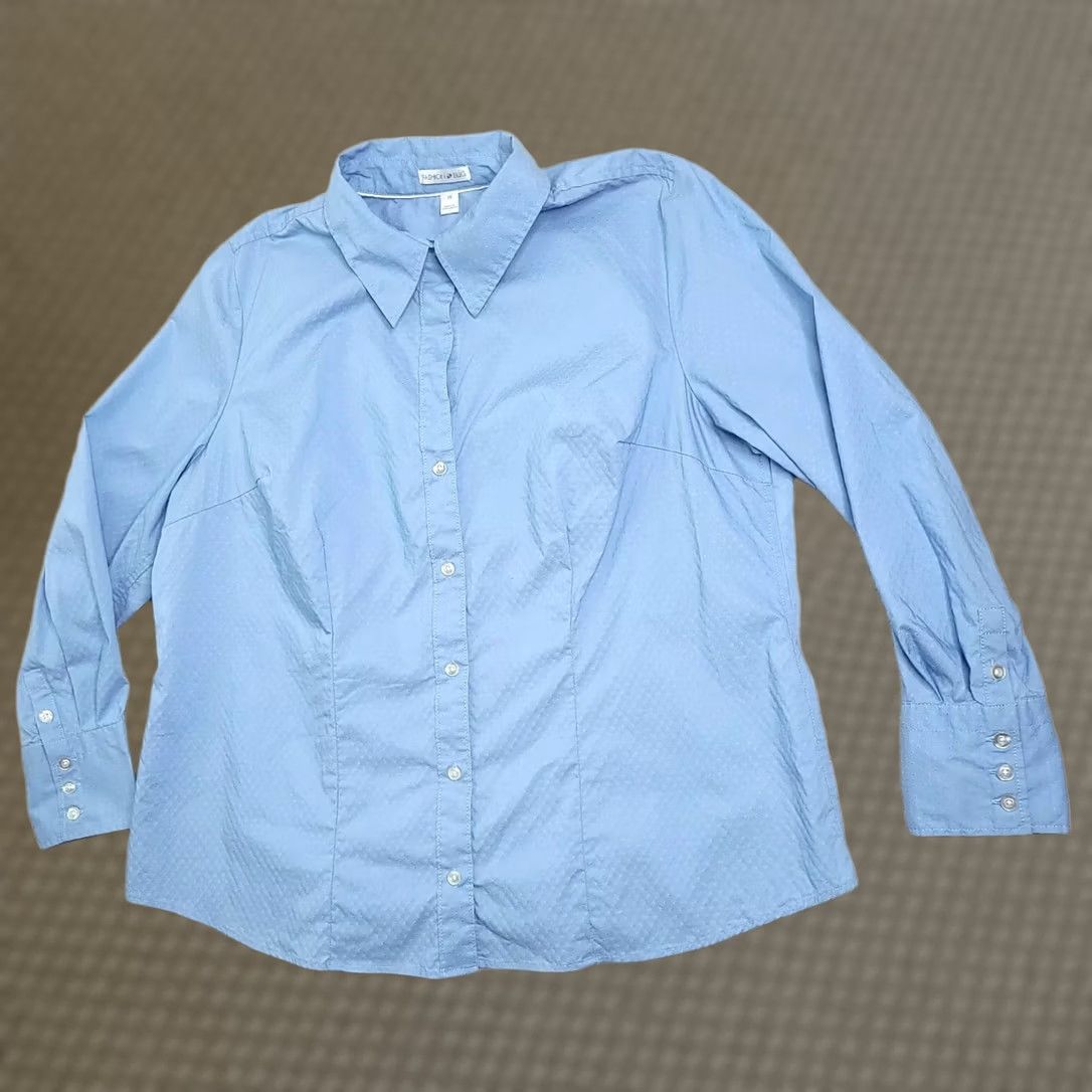 Vintage VINTAGE Fashion Bug Button Up Shirt Women's 1X Blue Pleated Long Sleeve Blouse Size XL / US 12-14 / IT 48-50 - 1 Thumbnail