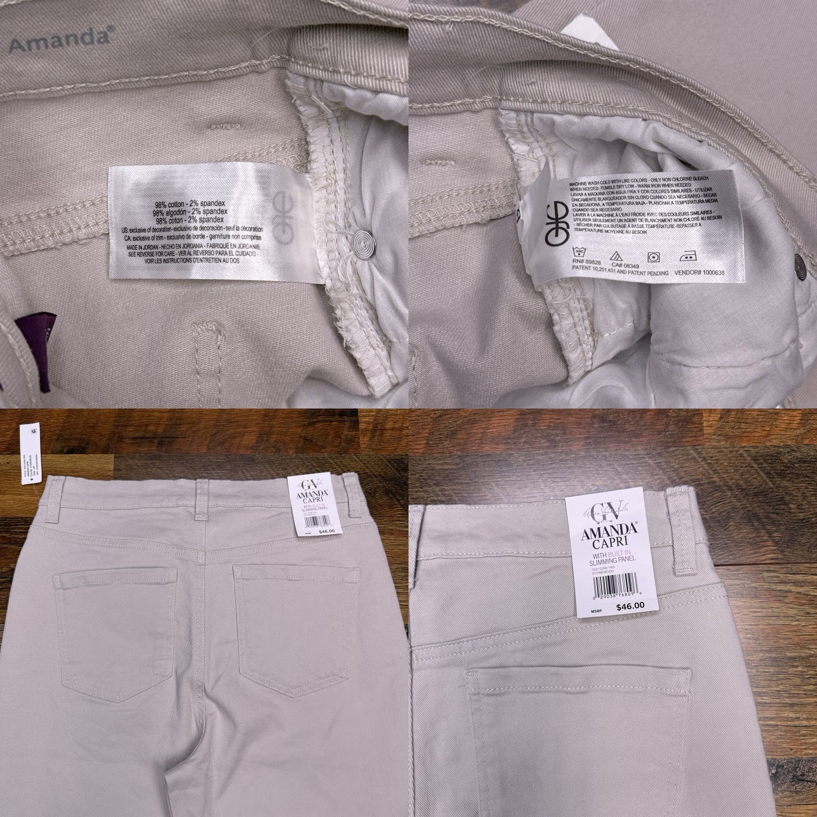 Gloria Vanderbilt VINTAGE not | Gloria Vanderbilt Amanda Capri Jeans 10P Petite Stonewood Stretch High Rise 5-Pocket Denim Jeans Women Small Beige NWT Size 32" / US 10 / IT 46 - 8 Thumbnail