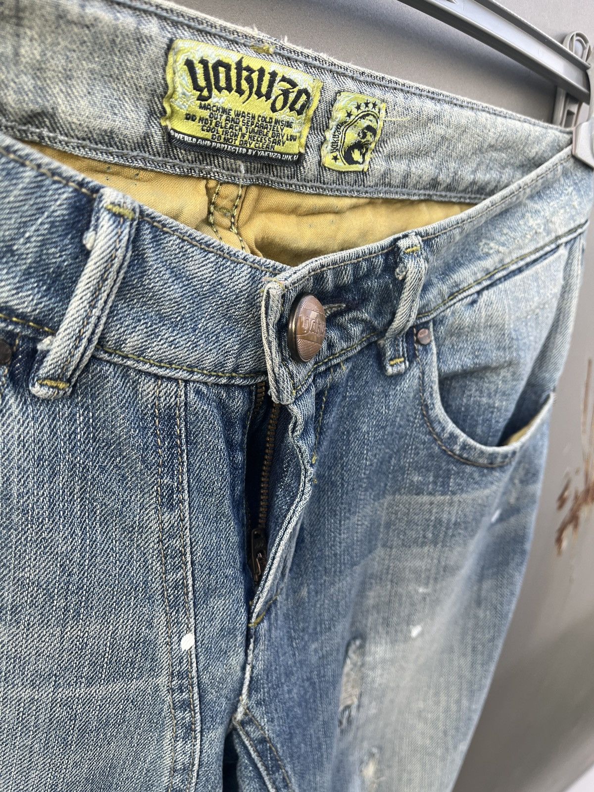 Japanese Brand × Vintage Rare Yakuza Y2K Embroidered Distressed Jeans Size US 31 - 6 Thumbnail