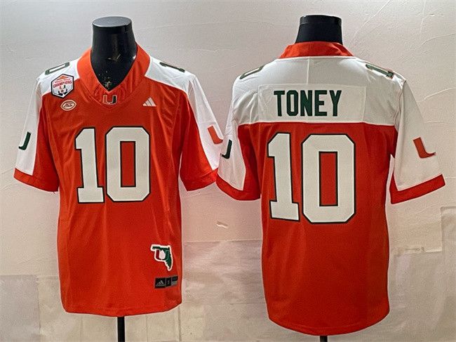 Other Men's Miami Hurricanes #10 Malachi Toney Orange Jersey Size US L / EU 52-54 / 3 - 1 Thumbnail