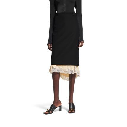 Balenciaga o1bcso1str0326 Lingerie Tailored Skirt in Black Size 27" / US 4 / IT 40 - 6 Thumbnail