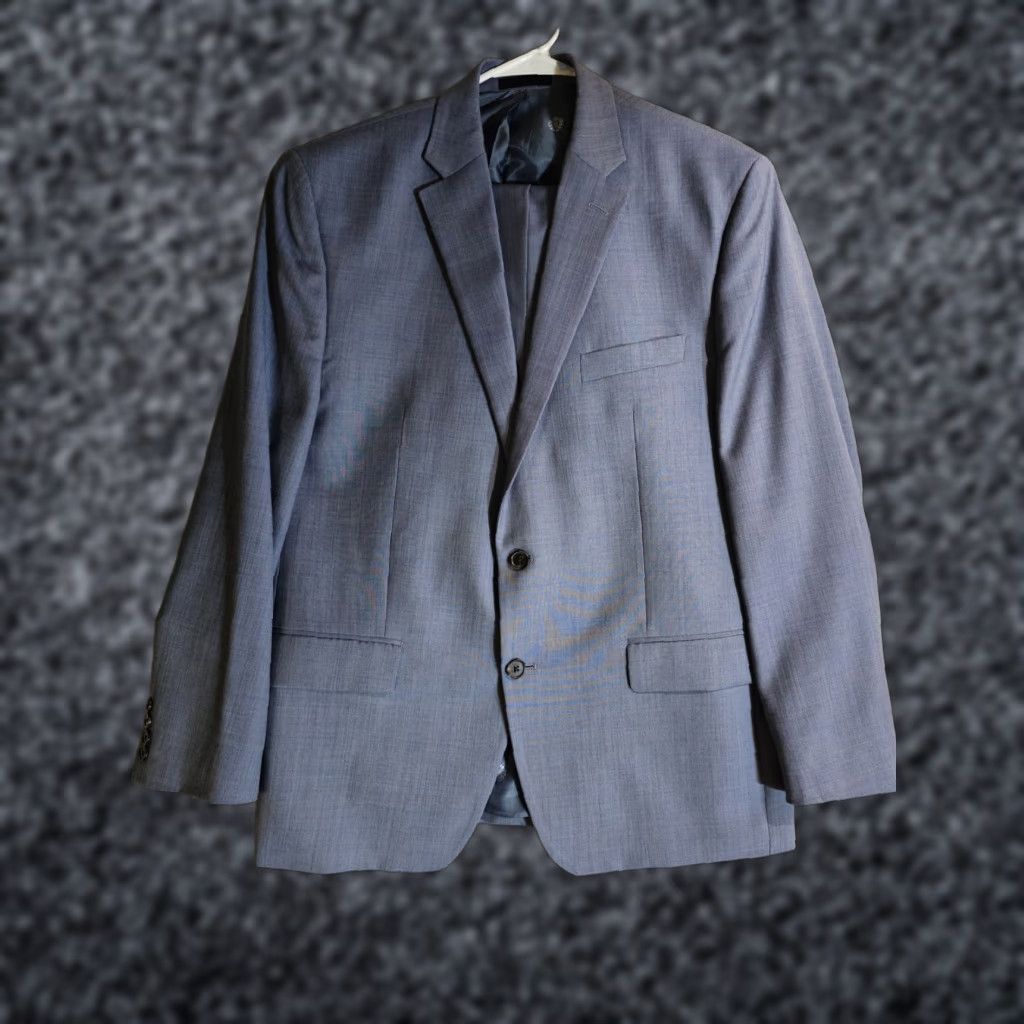 Ralph Lauren Lauren Ralph Lauren Black Label 2 Piece Suit Men 44R 38W 28L Solid Blue Gray Two-Button Size 44R - 1 Thumbnail