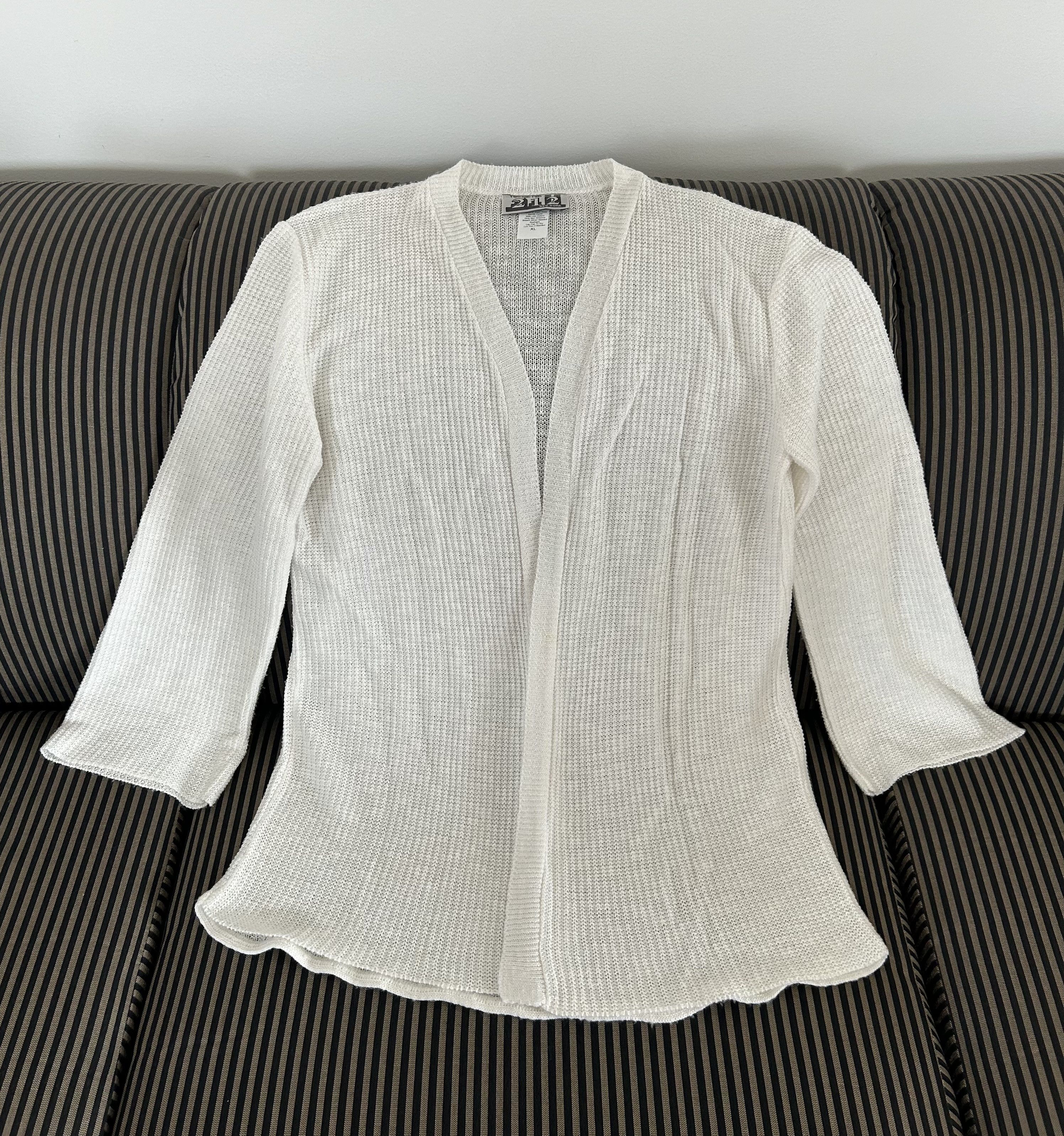 WSK849 Women's Open Front Cardigan - Lightweight Long Sleeve Knit (Size XL, White) - View #9