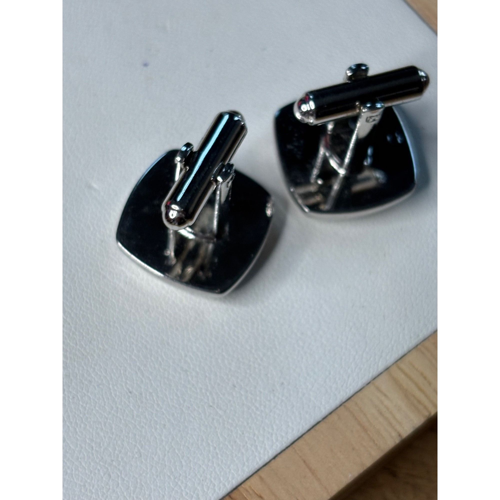 Other Silver & Black Round Cufflinks With Polished Finish & Swivel Size ONE SIZE - 6 Thumbnail