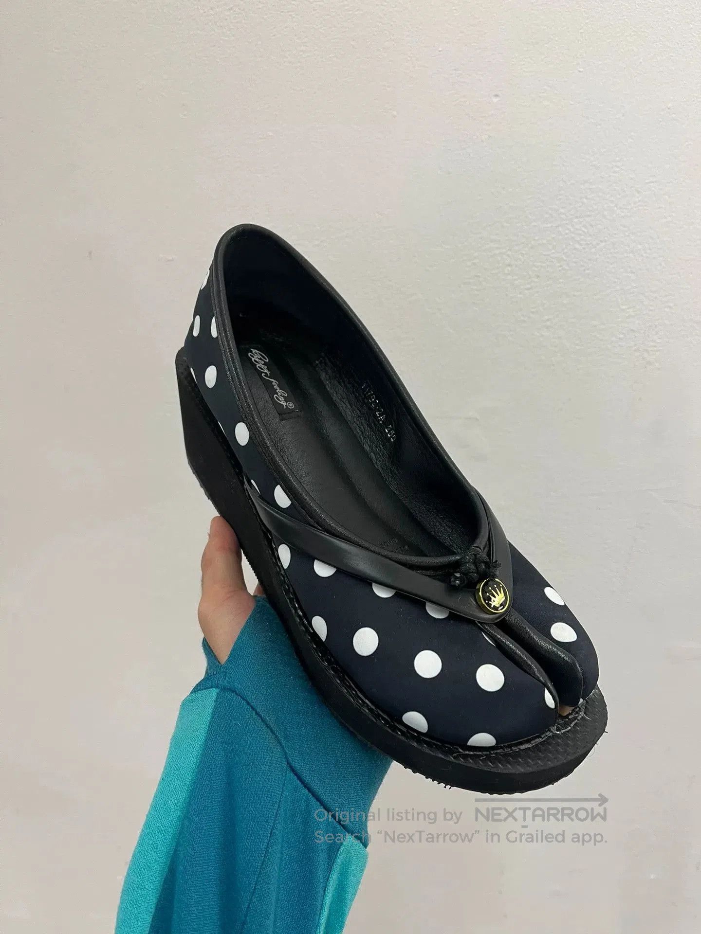 Vintage tabi flip-flops shoes with polka dots. Size US 5.5 / IT 35.5 - 9 Thumbnail