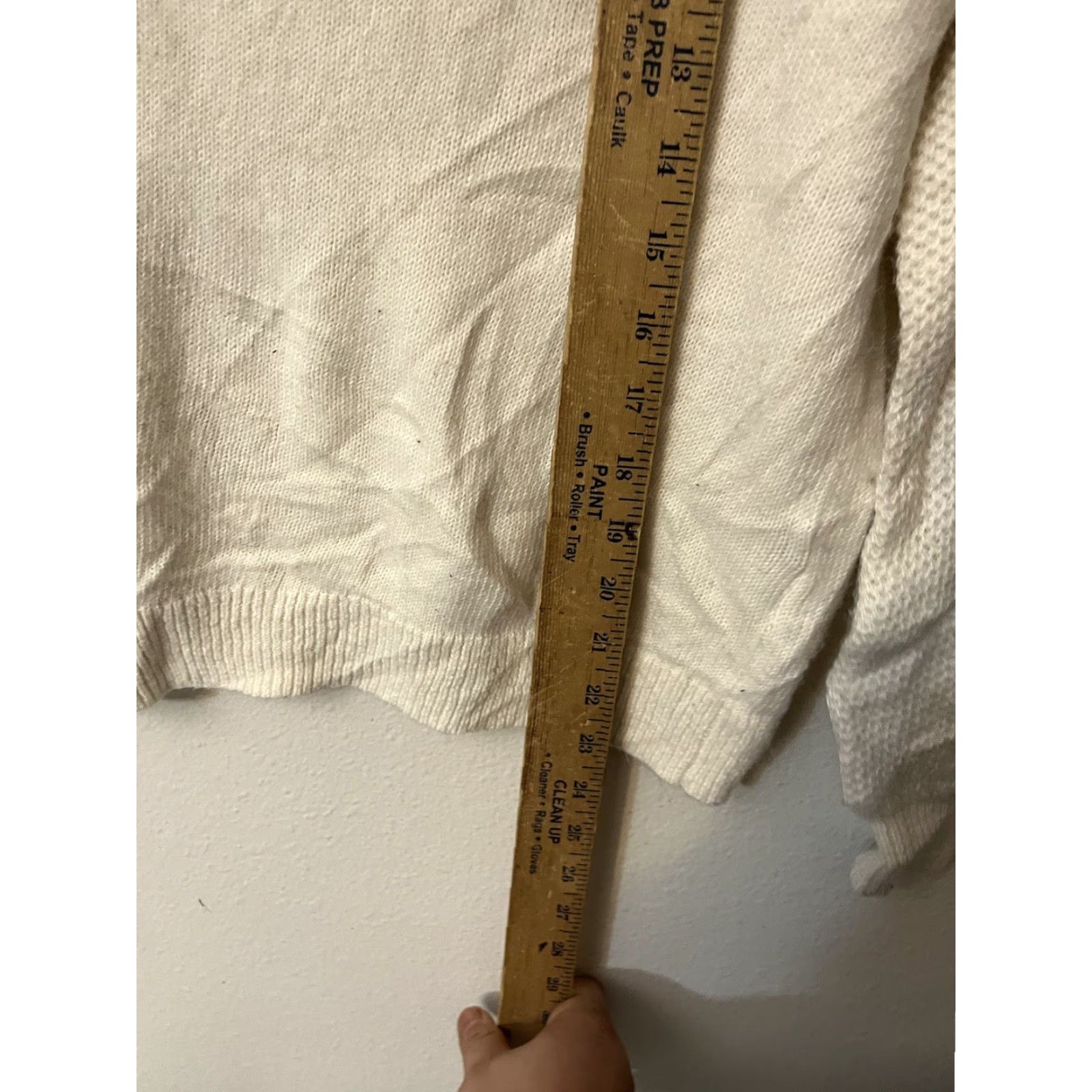 Loft LOFT Ivory Turtleneck Sweater Medium Women Fall Long Sleeve Cotton Blend Classic Pullover Size M / US 6-8 / IT 42-44 - 4 Thumbnail