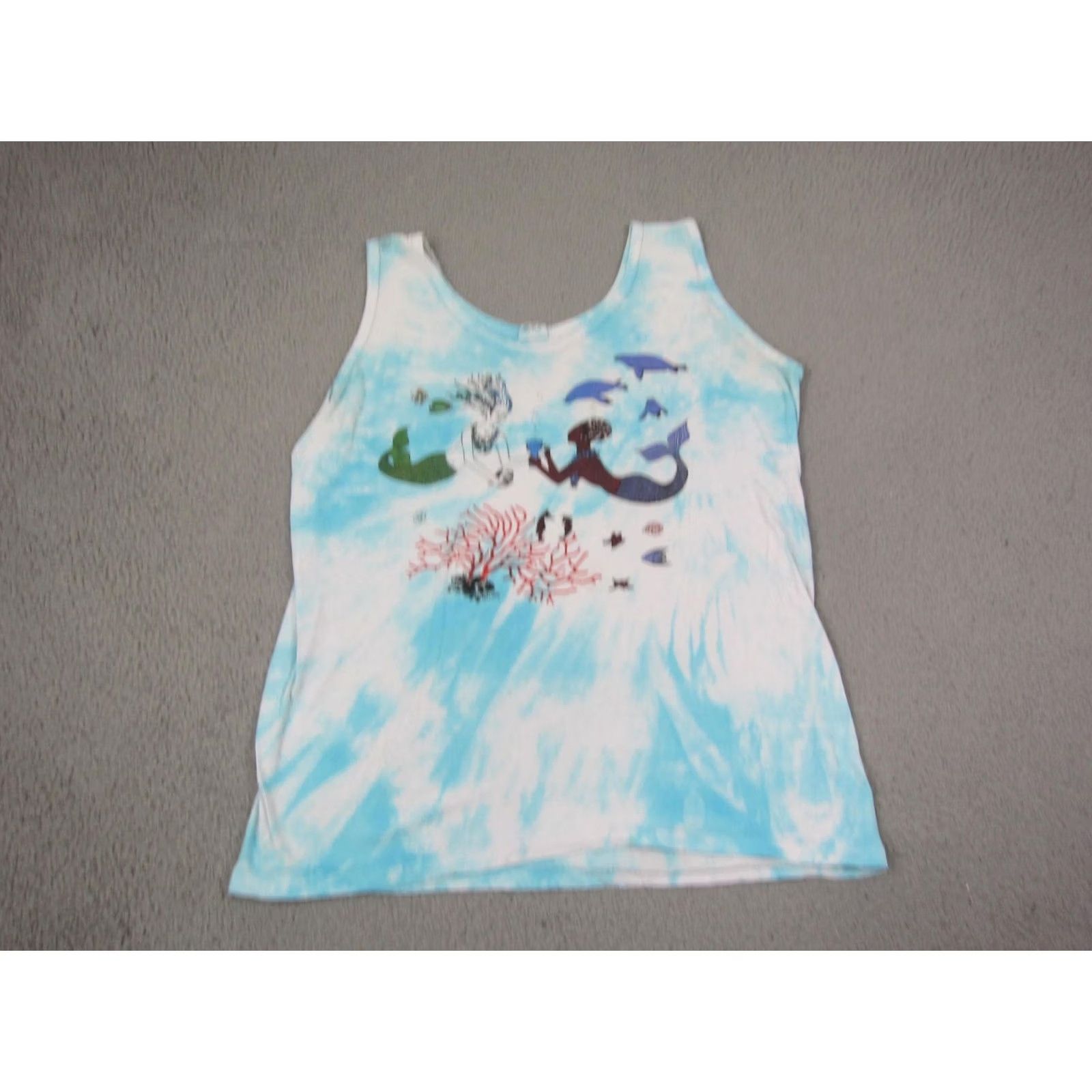 Vintage VINTAGE Mermaid Tank Top Shirt Womens XL Blue Tie Dye Ocean Dolphins Belton 90s Tank Top Womens XL Blue Mermaid Size XL / US 12-14 / IT 48-50 - 2 Thumbnail