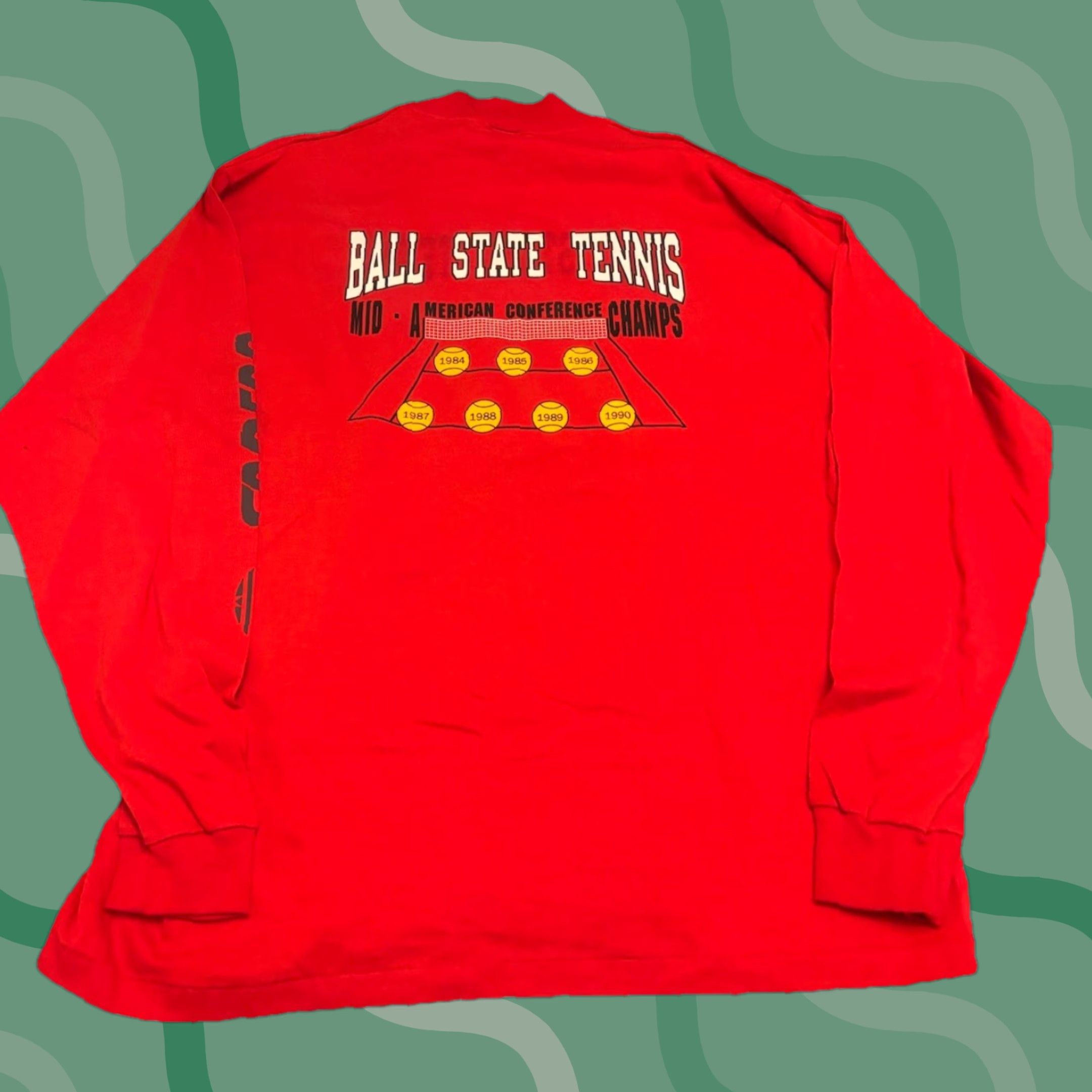 Adidas VINTAGE adidas T-Shirt Men L Crew Neck Long Sleeve Red 80s Team Logo Cotton US Made Size US L / EU 52-54 / 3 - 1 Thumbnail