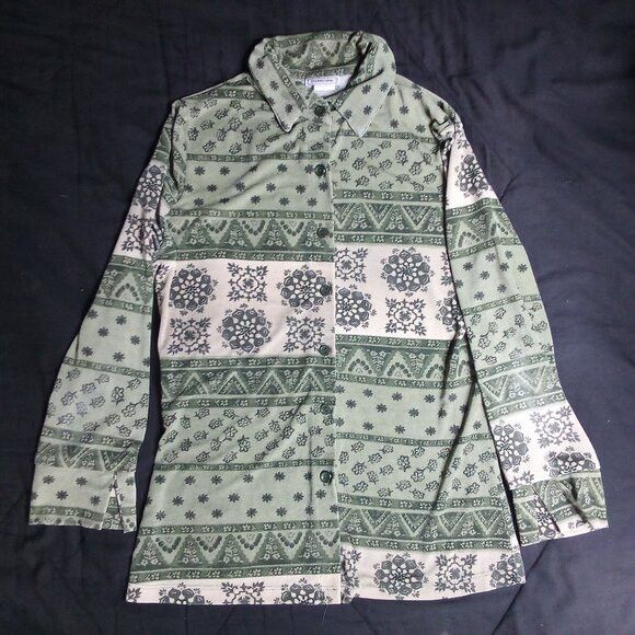 pandora Vintage Pandora Floral Geometric Polyster Disco Shirt Size L / US 10 / IT 46 - 2 Thumbnail