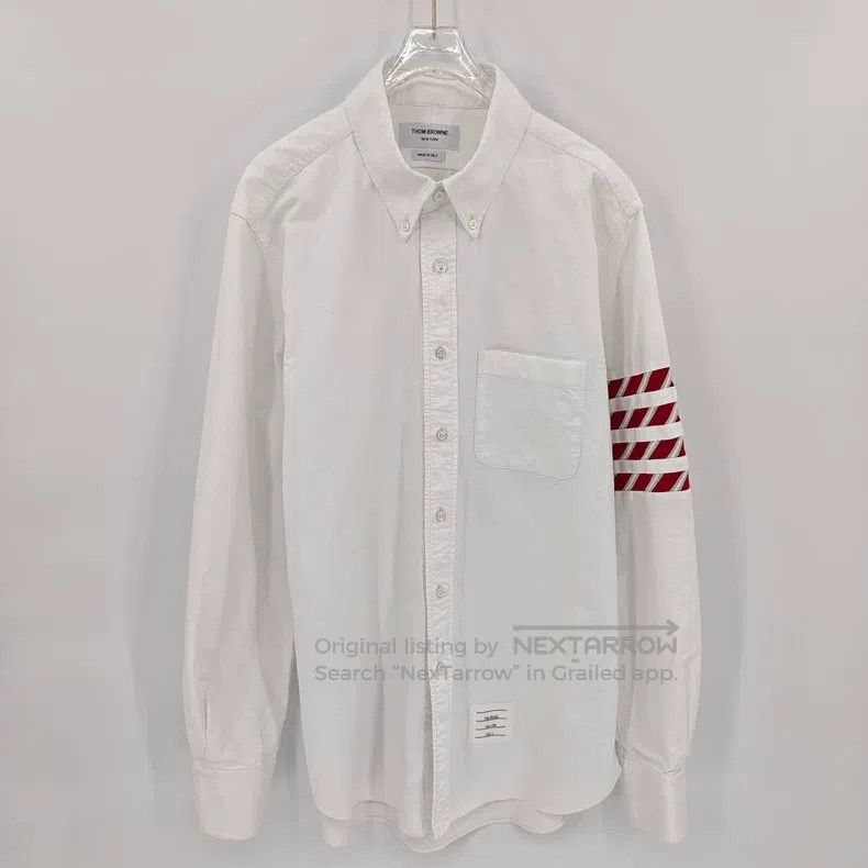 Thom Browne Thom Browne White sleeve striped shirt coat with four stri Size US XL / EU 56 / 4 - 1 Thumbnail