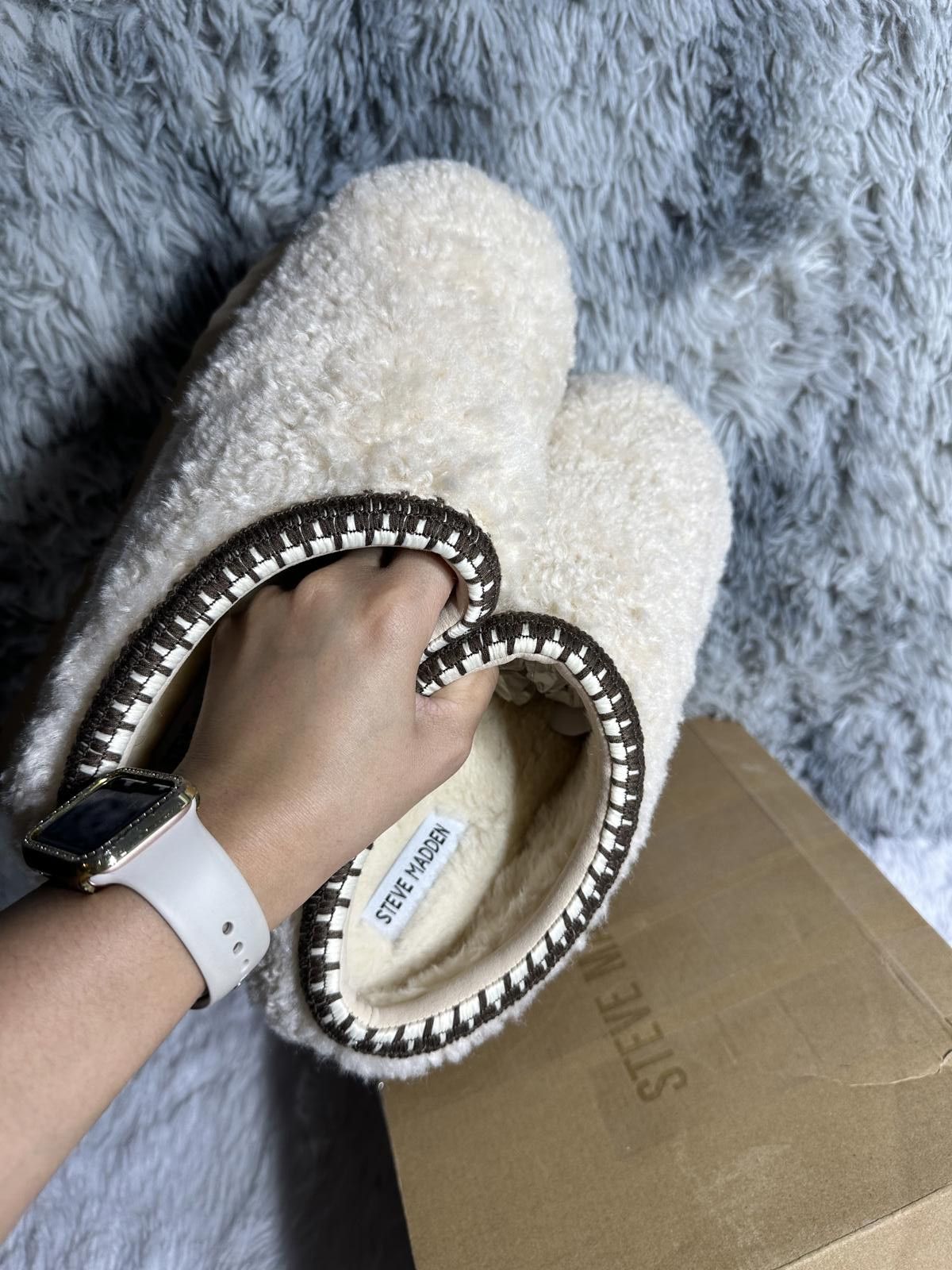 Steve Madden Steve Madden Selena-F Natural Fuzzy Slip-On Shoes Size 10 Size US 10 / EU 43 - 1 Thumbnail