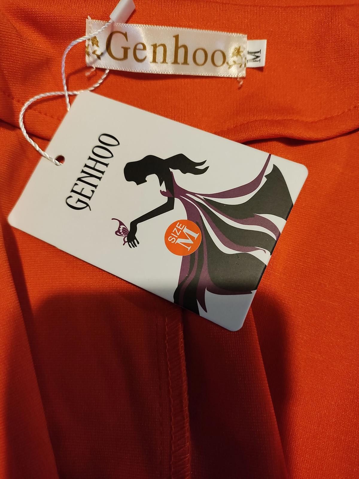 Other GENHOO Women's Orange Blazer with Zipper Pockets Size M / US 6-8 / IT 42-44 - 7 Thumbnail