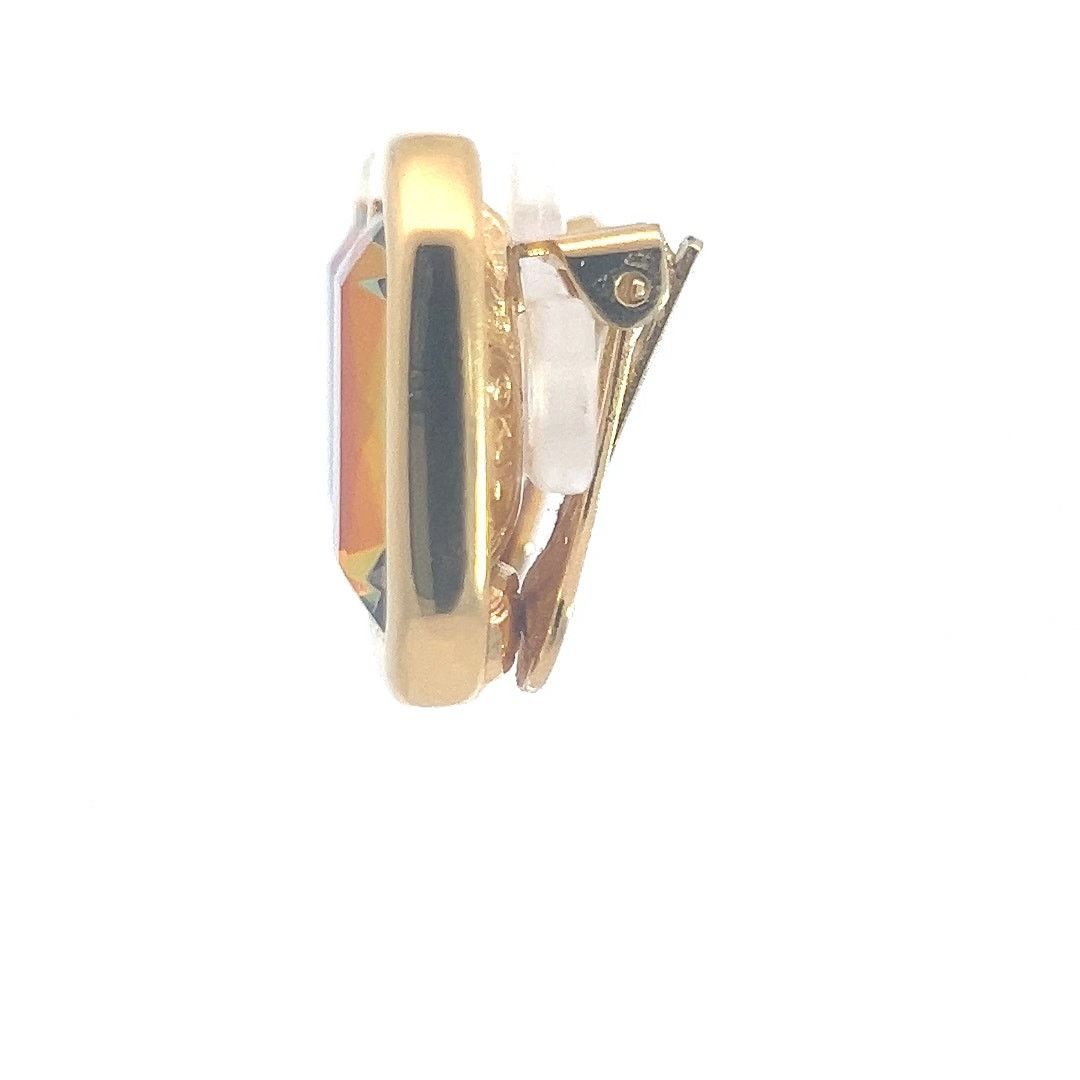 Kenneth Jay Lane KJL - Goldtone Mystic Rainbow Faux Topaz Clip Earrings Size ONE SIZE - 4 Thumbnail