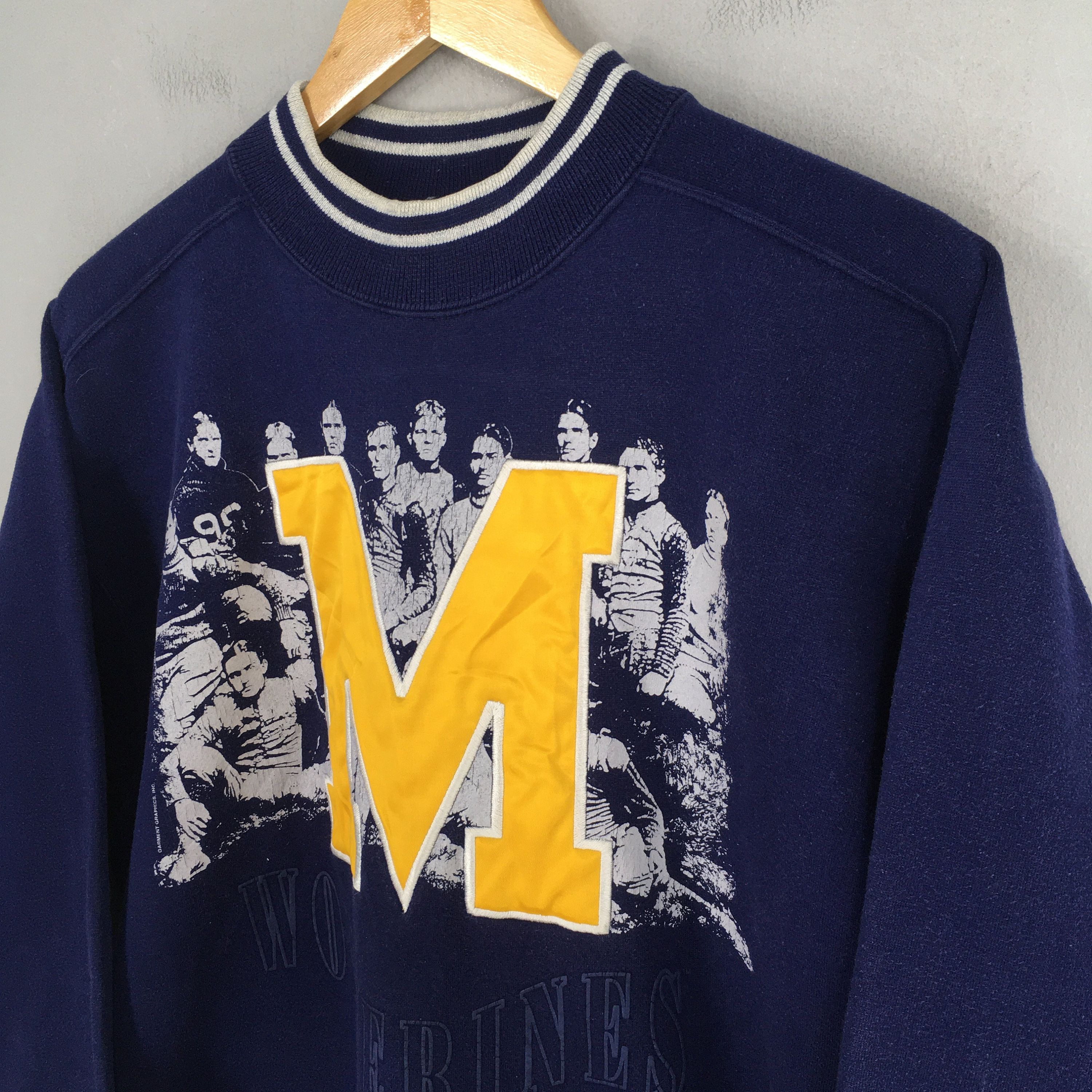 NCAA × Vintage Vintage 90s Michigan Wolverines Blue Crewneck Large Size US L / EU 52-54 / 3 - 3 Thumbnail