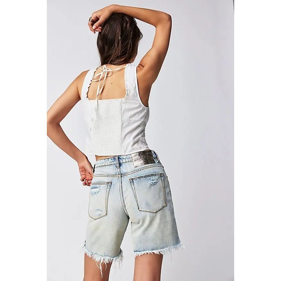 Free People × One Teaspoon New Jackson Mid-Waist Shorts $108 SIZE 26 Kansas Blue Size 26" / US 2 / IT 38 - 3 Thumbnail