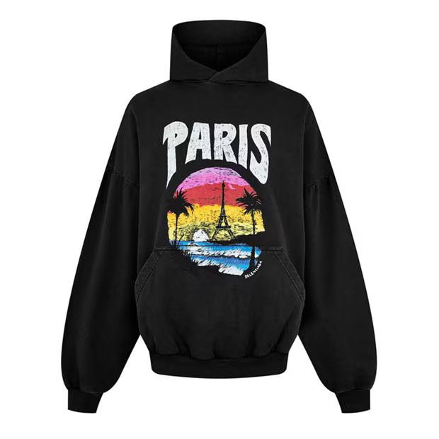 Balenciaga o1g2r1mq0924 Tropical Hoodies in Black Size L / US 10 / IT 46 - 1 Thumbnail
