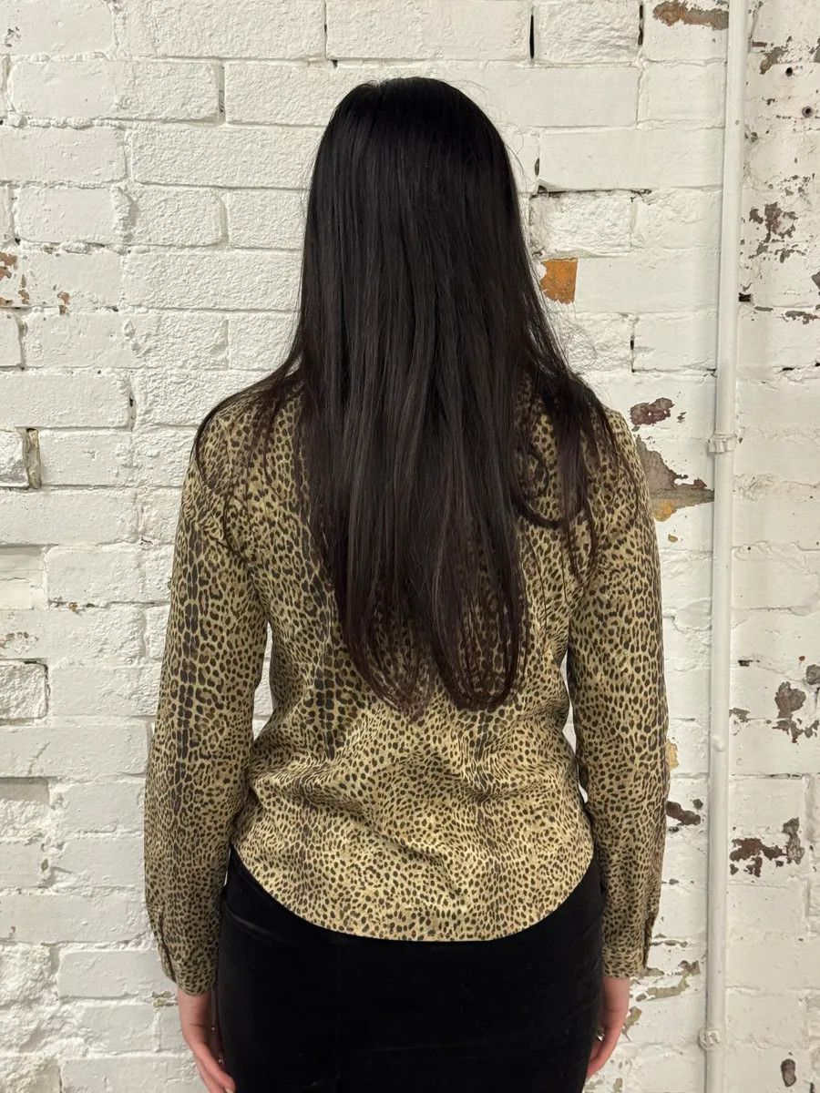 Roberto Cavalli 2000s Roberto Cavalli Beige & Black Leopard Shirt Size M / US 6-8 / IT 42-44 - 3 Thumbnail