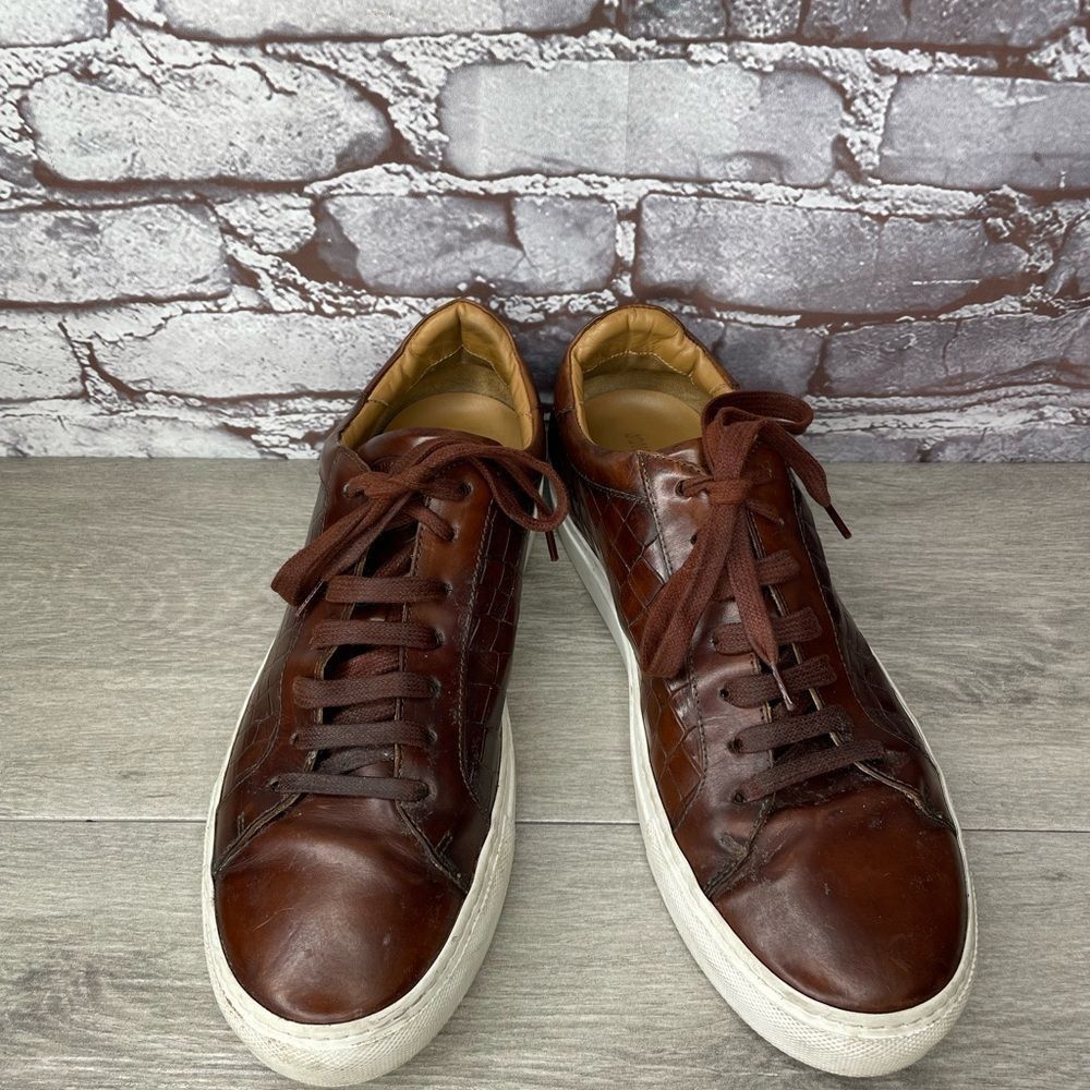 Johnston & Murphy Johnston & Murphy Jake Brown Leather Croc Embossed Lace Up L Size US 9 / EU 42 - 6 Thumbnail