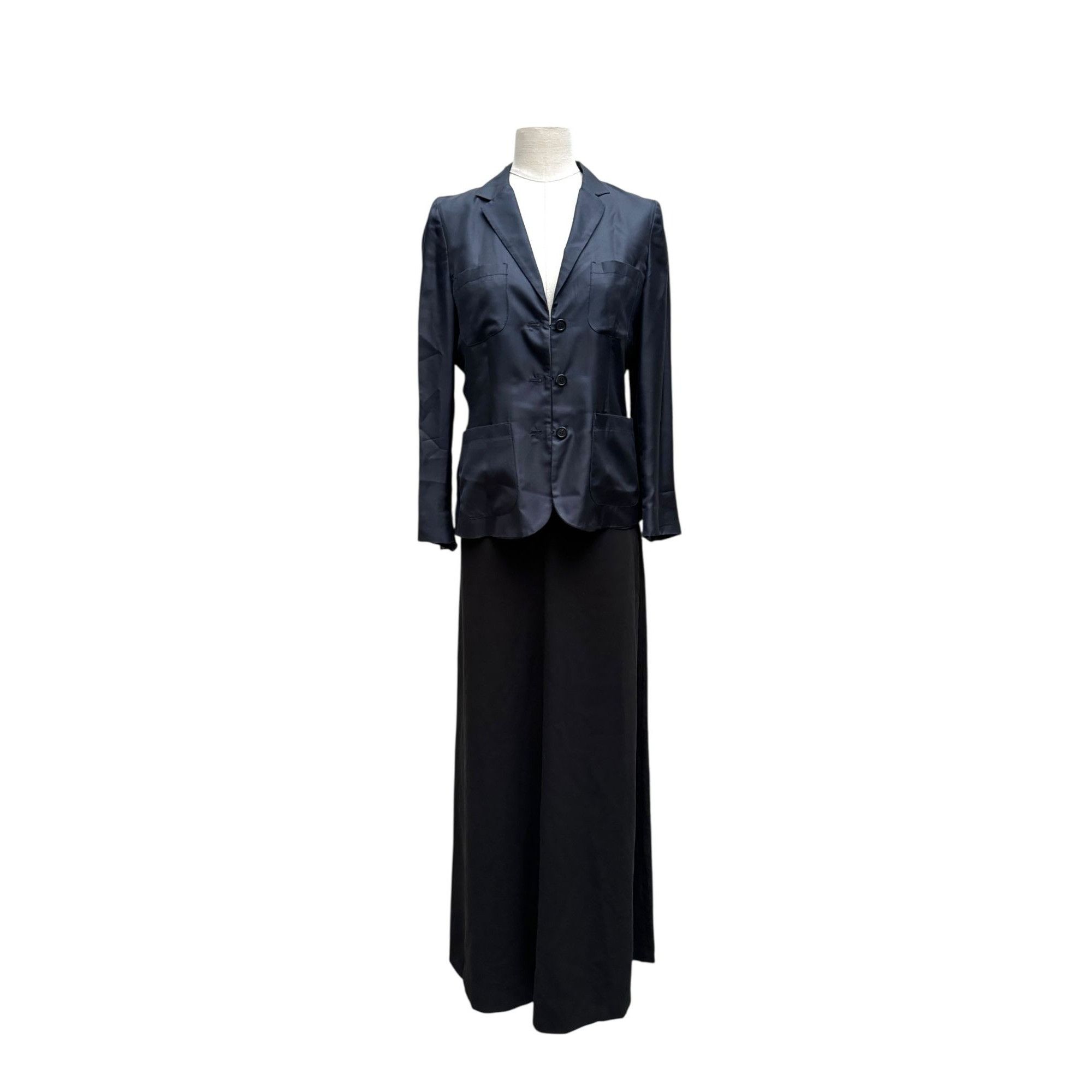 Vintage Navy Silk Blazer Jacket