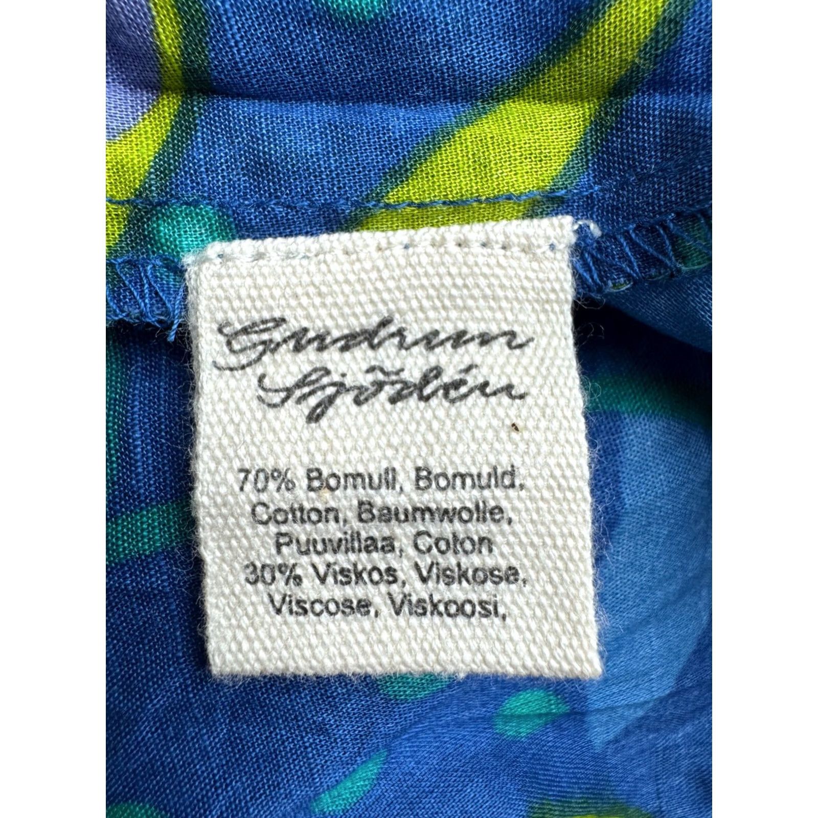 Vintage Gudrun Sjoden Blouse Tunic Women Floral Blue L Size 3/4 Sleeve Round Neck Cotton Viscose Boho Vintage no N/A Size L / US 10 / IT 46 - 4 Thumbnail