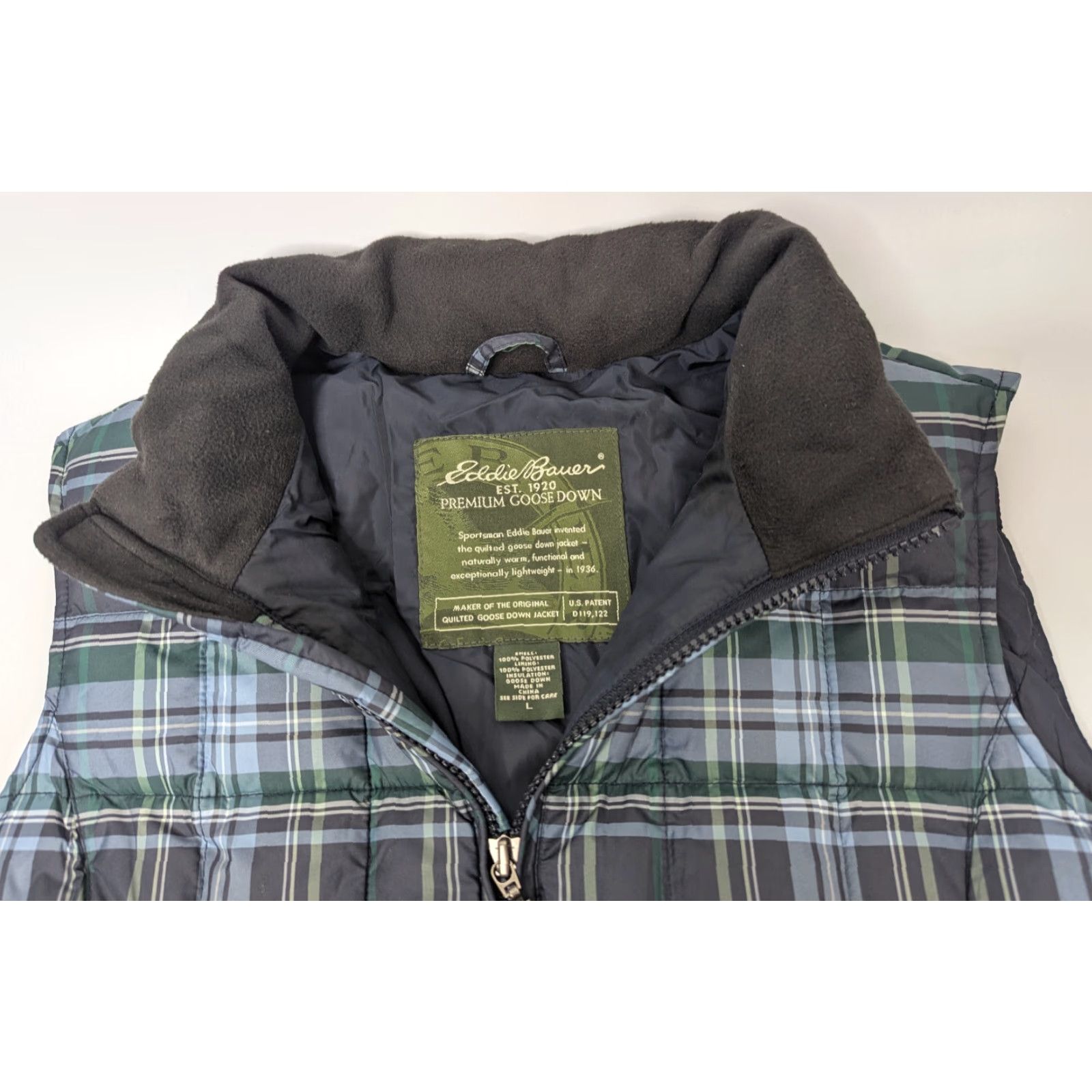 Eddie Bauer VINTAGE Eddie Bauer Premium Goose Down Vest Women's Large Blue Green Plaid Sleeveless Size L / US 10 / IT 46 - 7 Thumbnail
