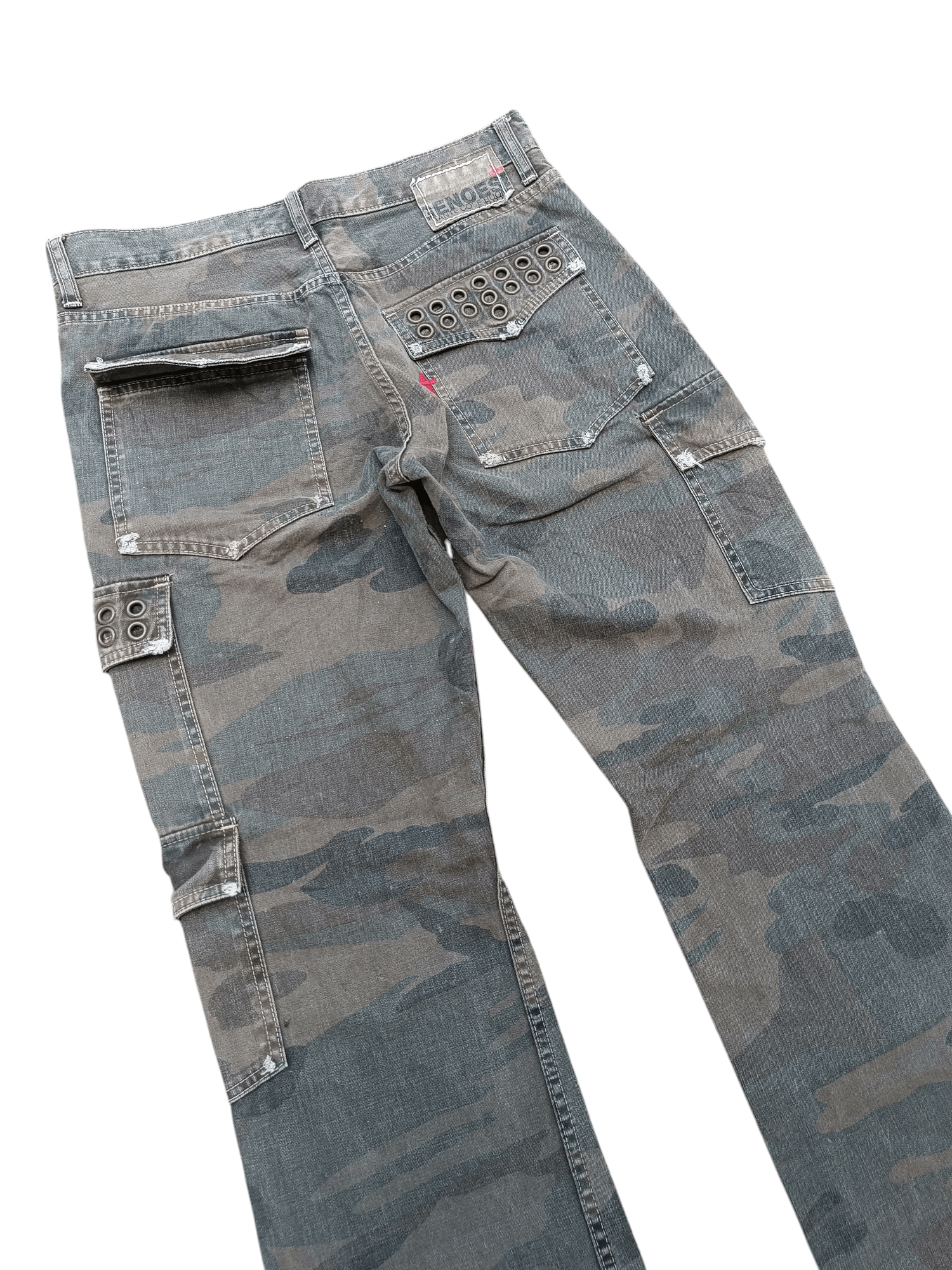 Japanese Brand FLARED💥Genoese Okayama Distressed Multi Pocket Camo Pant Size US 31 - 15 Thumbnail