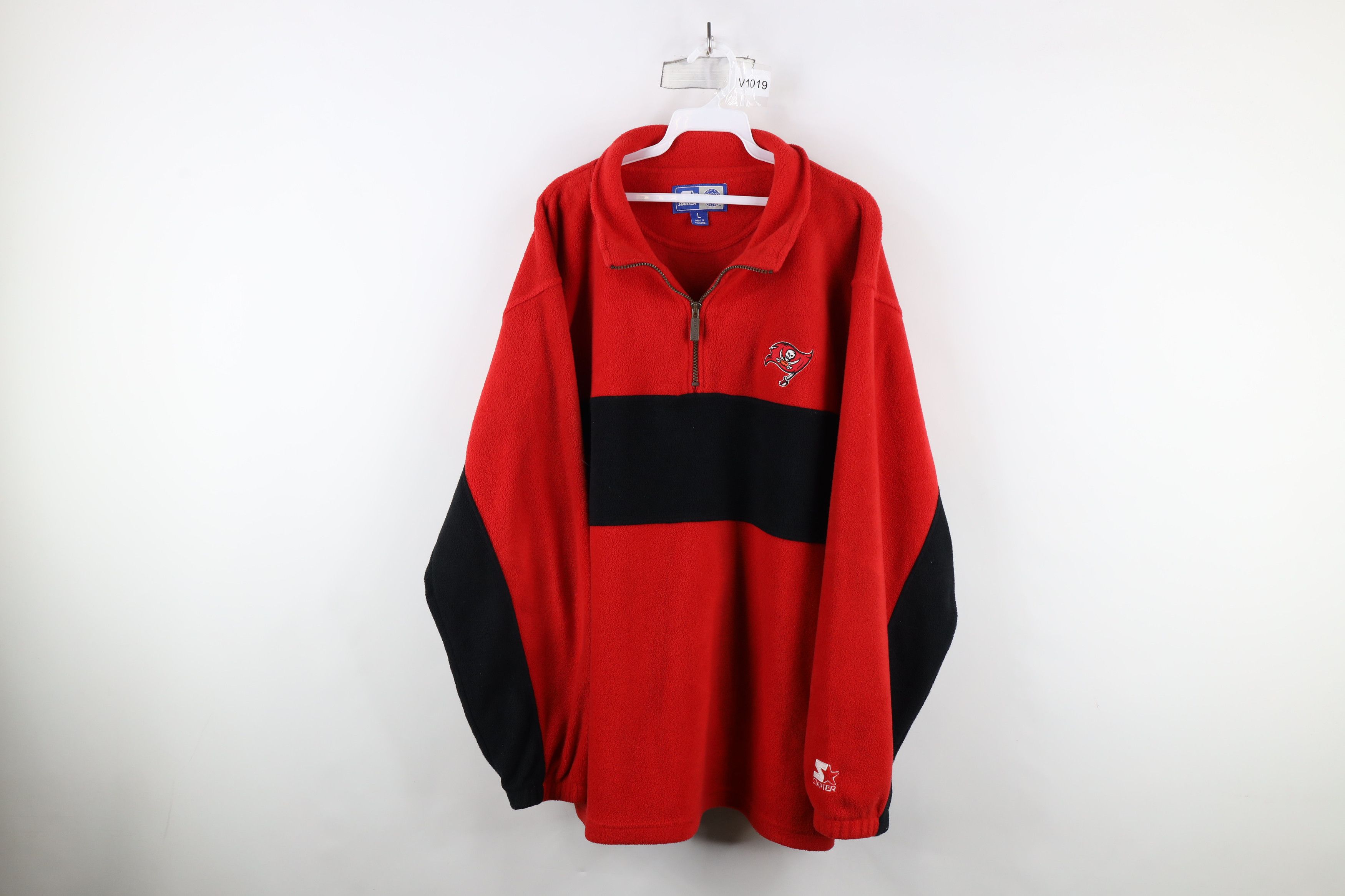 Starter × Vintage Vintage 90s Starter Buccaneers Football Fleece Sweater Size US L / EU 52-54 / 3 - 1 Thumbnail
