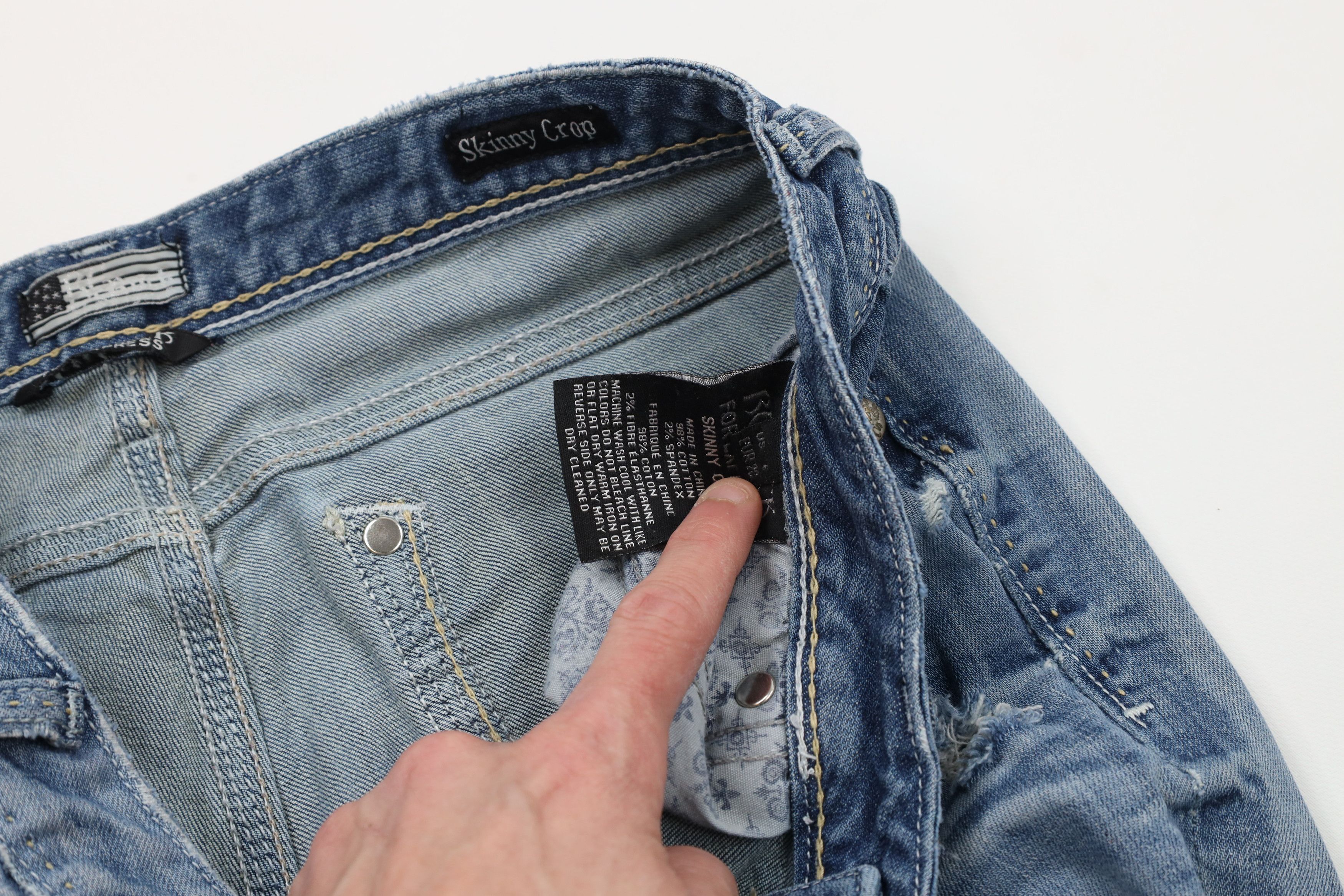 Express × Vintage Rerock Express Thick Stitch Stretch Skinny Crop Jeans Size 28" / US 6 / IT 42 - 8 Thumbnail