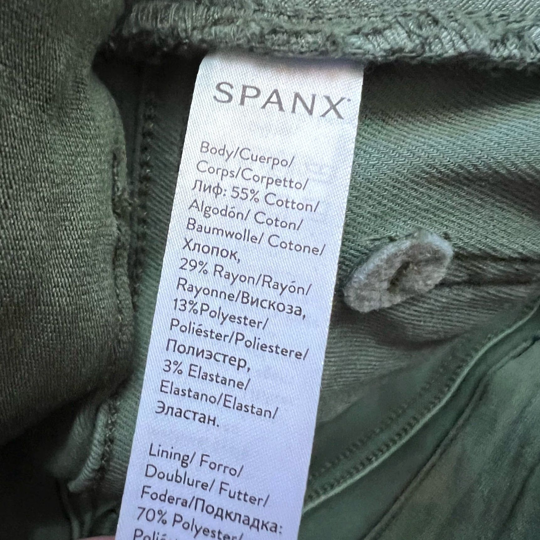 Spanx SPANX Pants Womens Small Stretch Twill Cargo Jogger Green High Rise Tapered Leg Womens S Green Cargo Pants Regular Size S Size 28" / US 6 / IT 42 - 6 Thumbnail