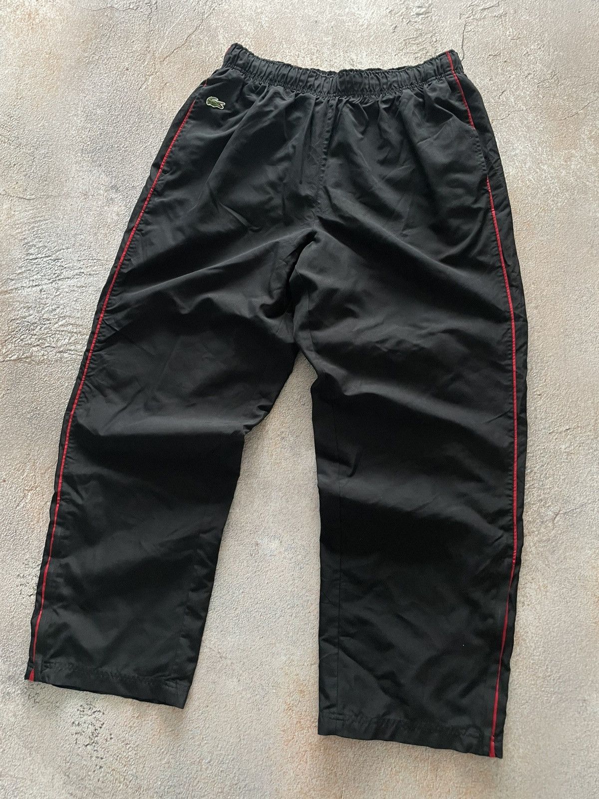 Lacoste Vintage Lacoste Nylon Baggy Black Track Pants Size US 32 / EU 48 - 2 Thumbnail