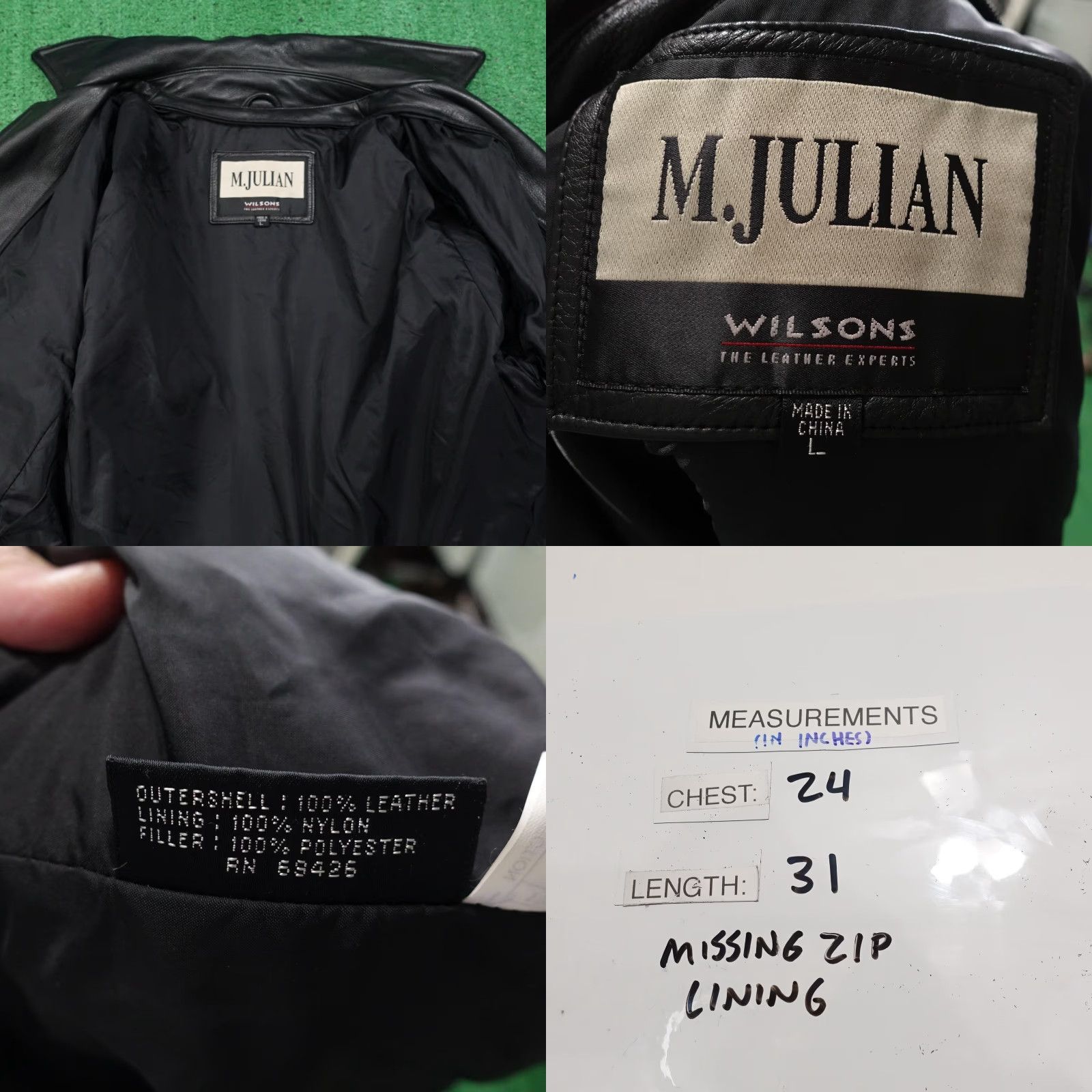 Vintage M. Julian by Wilsons Leather Coat Mens Large Black Button Overcoat Lined Warm Size US L / EU 52-54 / 3 - 8 Thumbnail