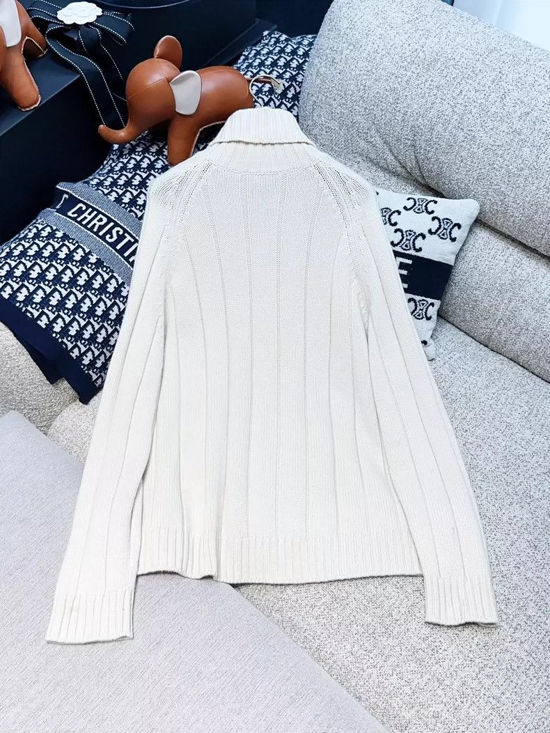Loro Piana LORO PIANA White cashmere long sleeve high collar sweater Size M / US 6-8 / IT 42-44 - 2 Thumbnail