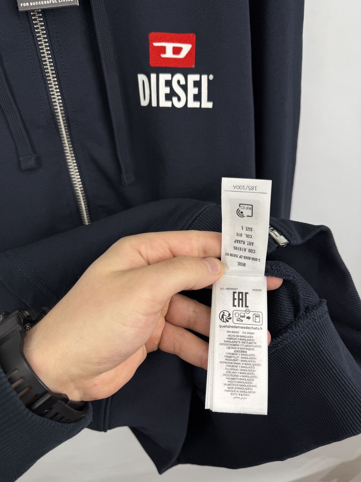 Diesel 🇺🇸 NWT❗️Diesel Full Zip Hoodie Blue For Successful Living Y2K Size US L / EU 52-54 / 3 - 12 Thumbnail