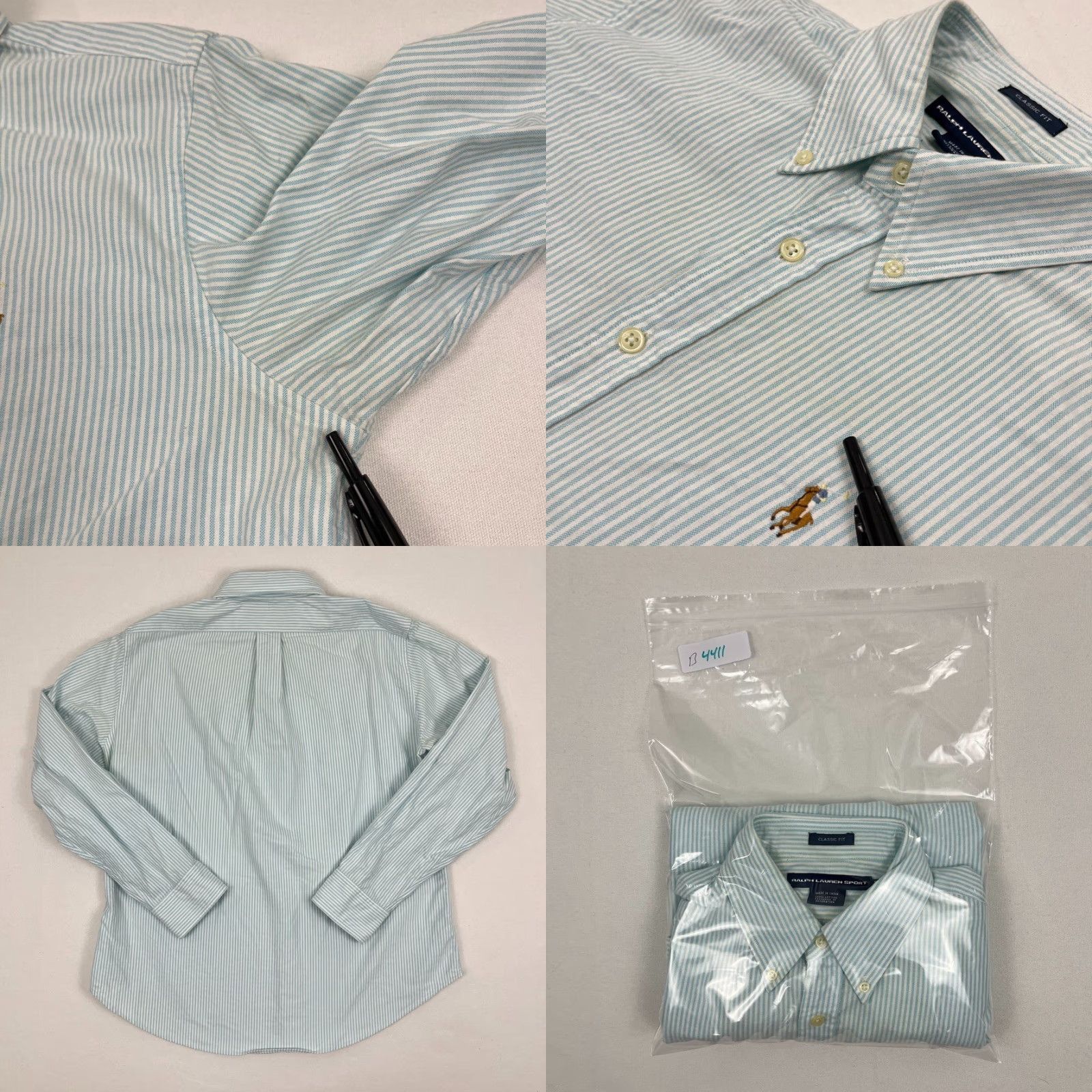 Polo Ralph Lauren VTG Ralph Lauren Sport Shirt Unisex Adults Medium White Blue Striped Button-Up Collared Flesh Pony Size US M / EU 48-50 / 2 - 8 Thumbnail