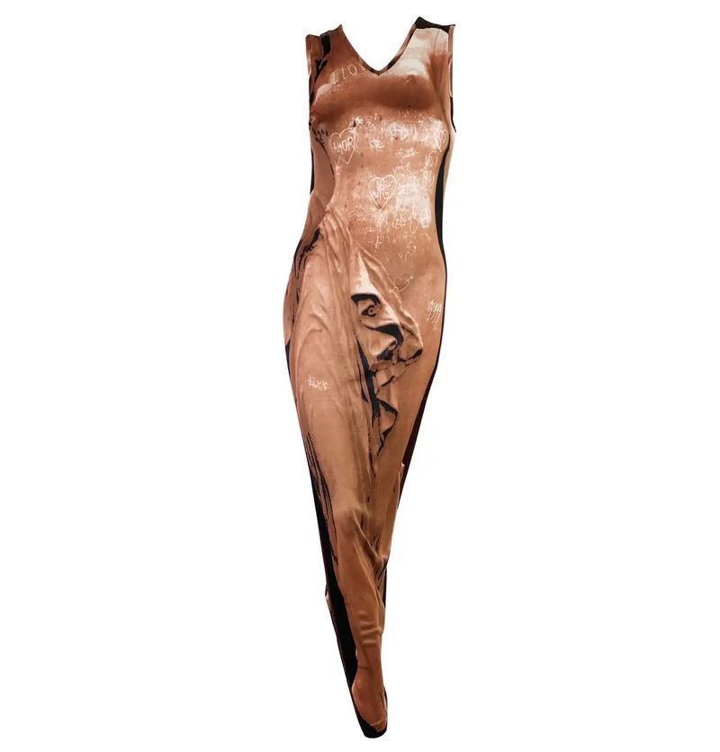 image of Jean Paul Gaultier Goddess Venus Trompe L'oeil Nude Dress, Women's (Size Small)