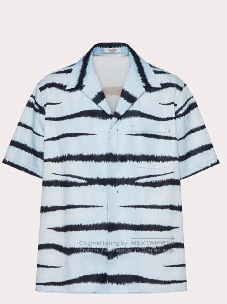 Valentino Valentino Blue tiger print short-sleeved shirt Size US M / EU 48-50 / 2 - 2 Thumbnail