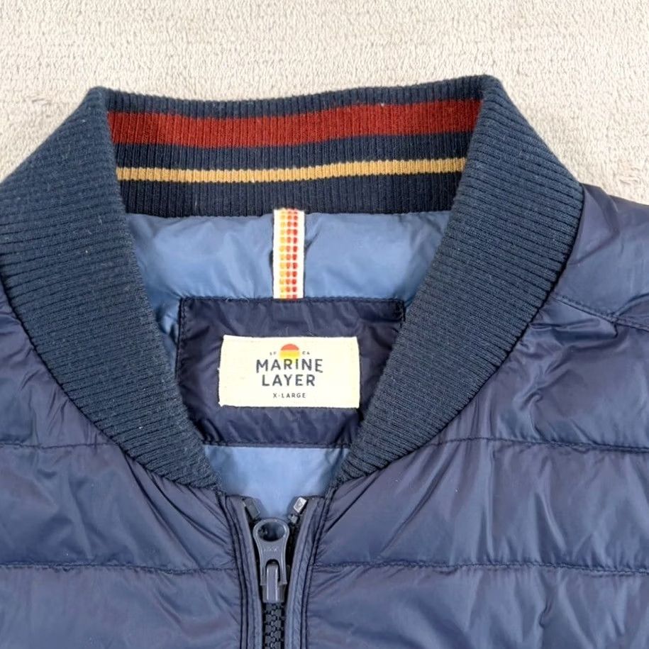 Marine Layer Marine Layer Taos Down Fill Puffer Vest in Blue Striped Men XL Full Zip Pockets Size US XL / EU 56 / 4 - 3 Thumbnail