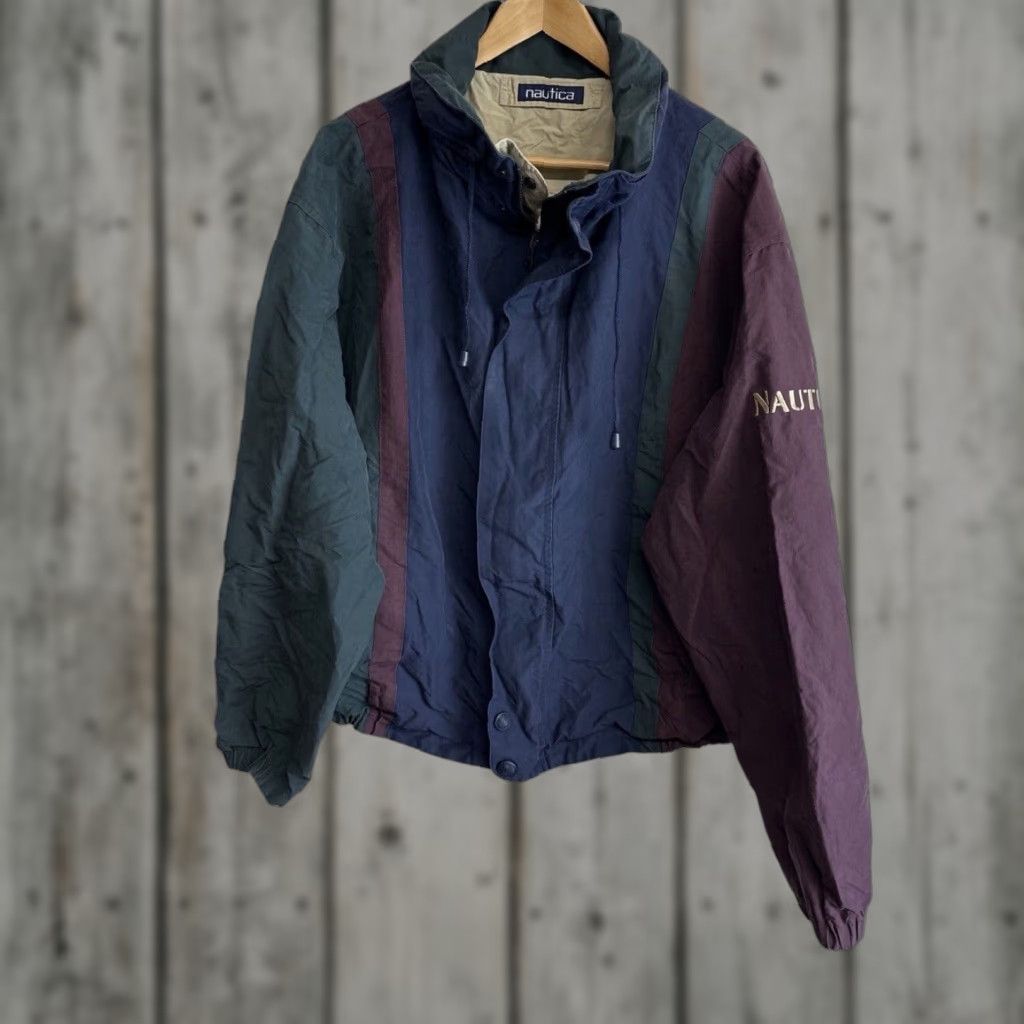 VINTAGE Nautica Reversible Jacket Men 2XL Cotton Blend