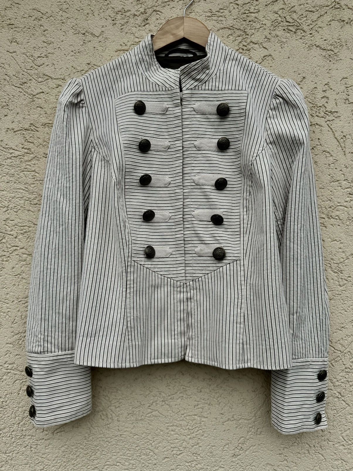 Le Grande Bleu (L.G.B.) Vintage 00s Napoleon Button Hussar Striped Blazer Jacket Size US S / EU 44-46 / 1 - 1 Thumbnail